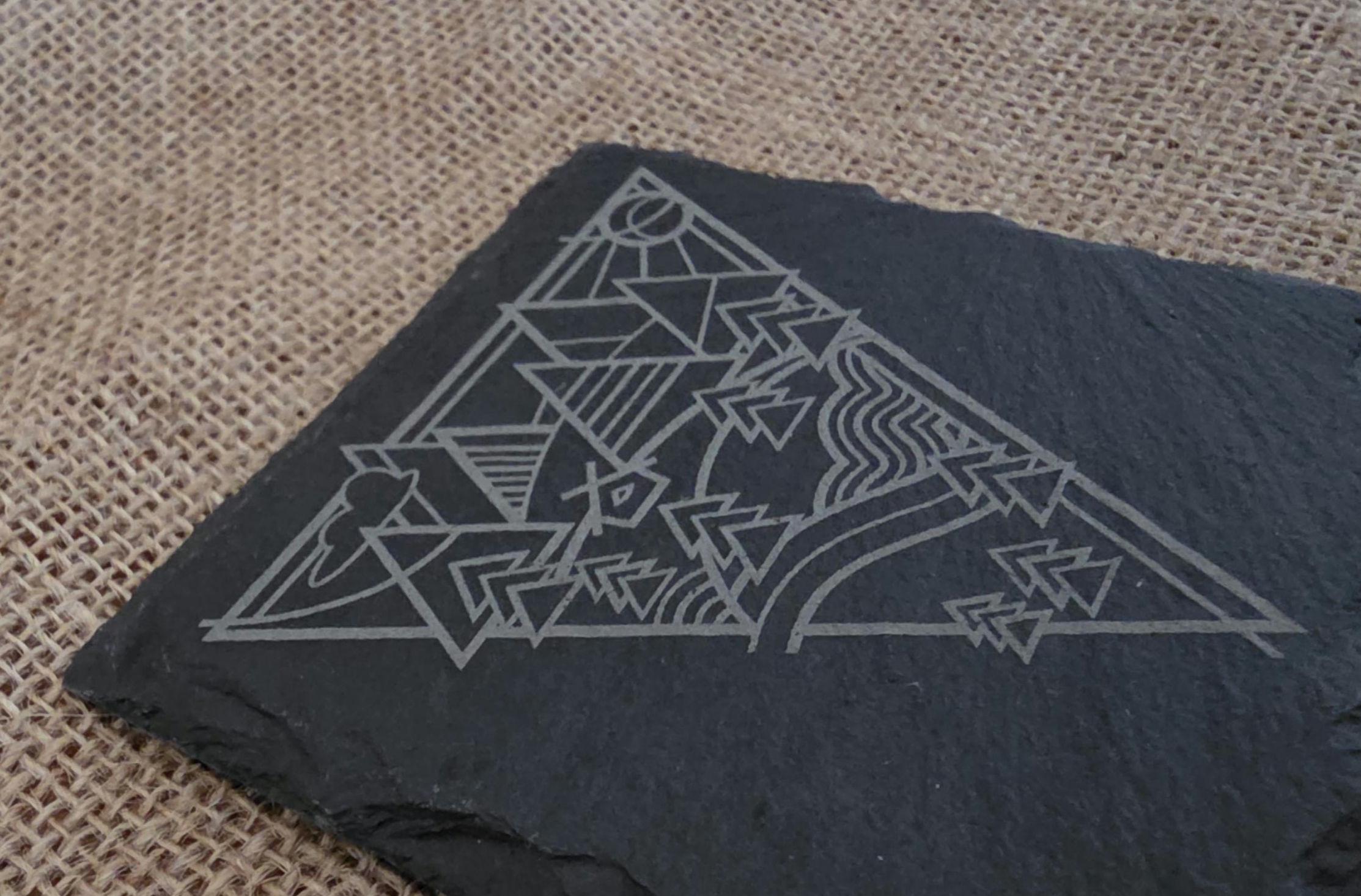 Mountain lovers wooden drinks coaster