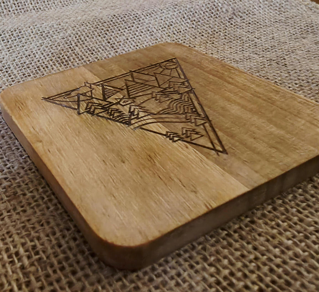 Mountain lovers wooden drinks coaster