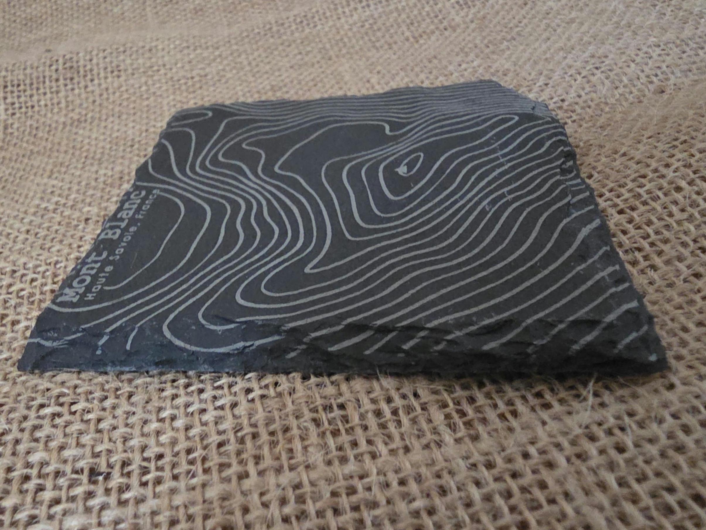 Mont blanc contour map slate drinks coaster