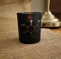 Coffee lovers candle: caffeine molecular structure. Nerdy candles.