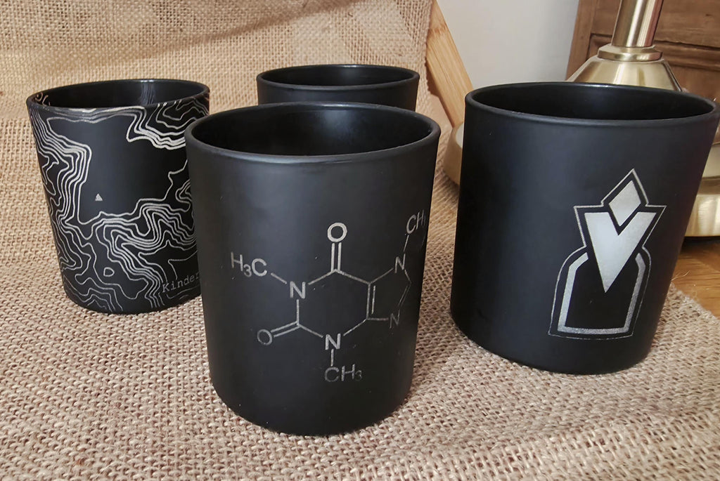 Coffee lovers candle: caffeine molecular structure. Nerdy candles.
