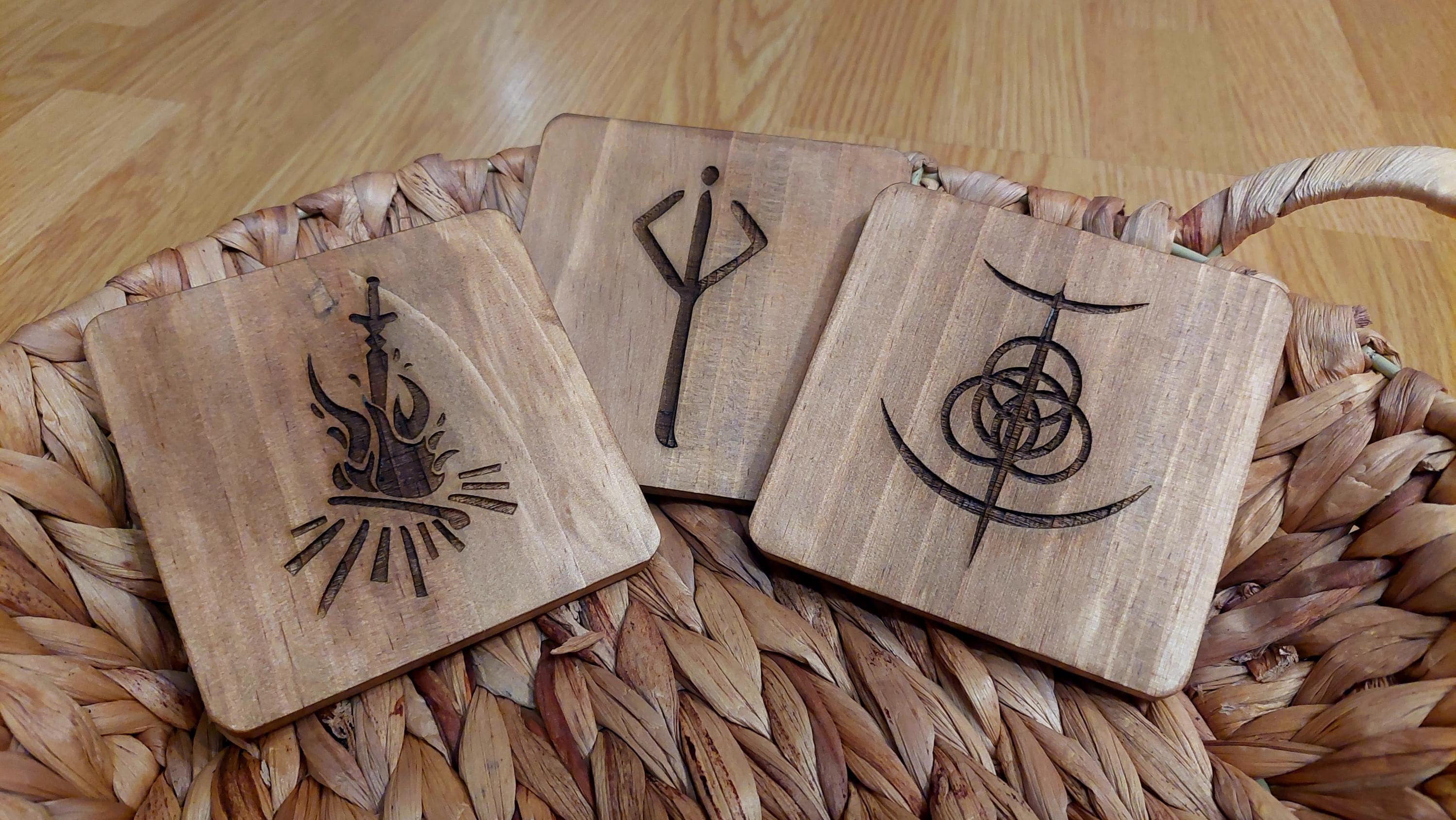 Bloodborne Hunters mark fan art wooden drinks coaster