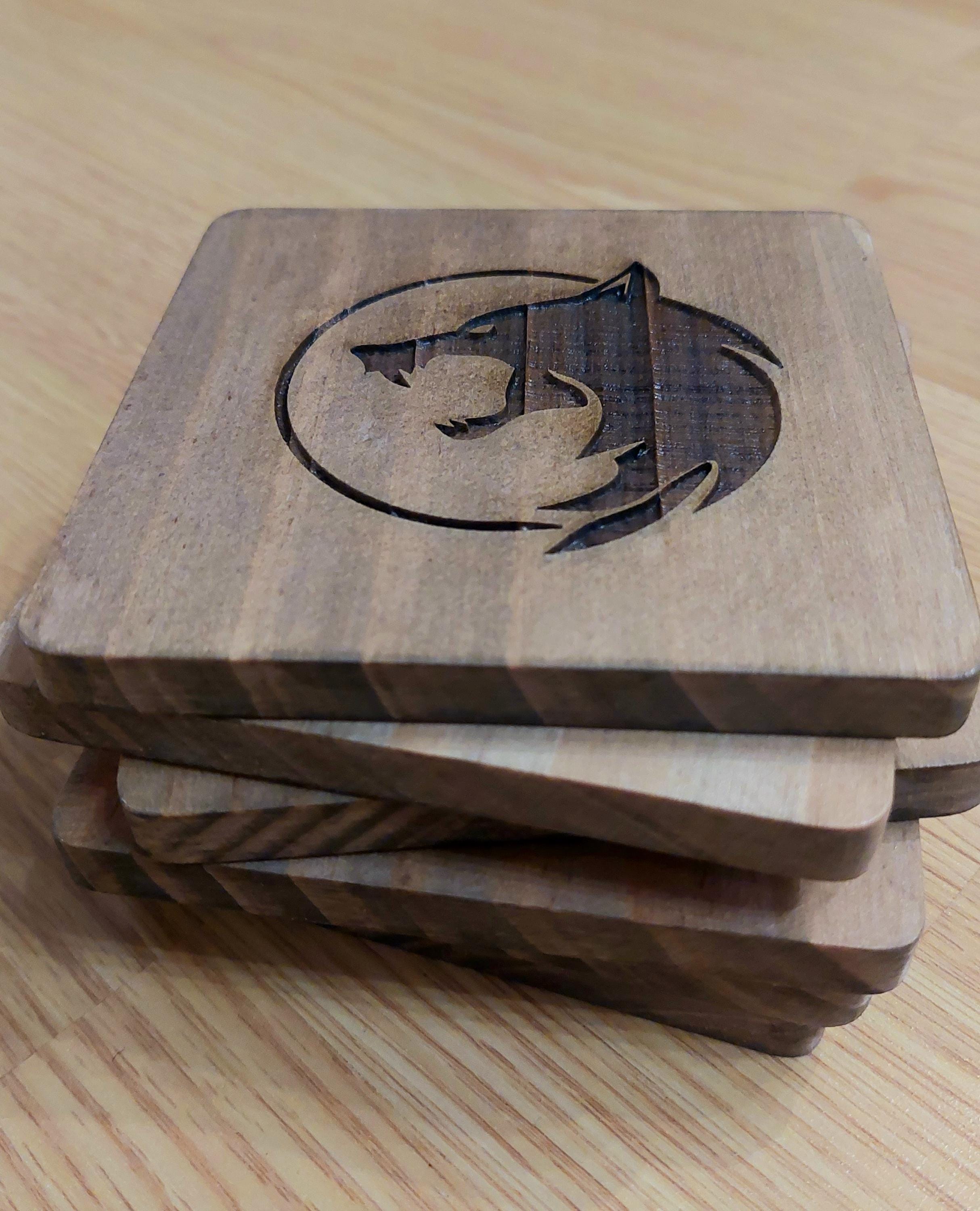 Witcher fan art wooden drinks coaster Witcher symbol