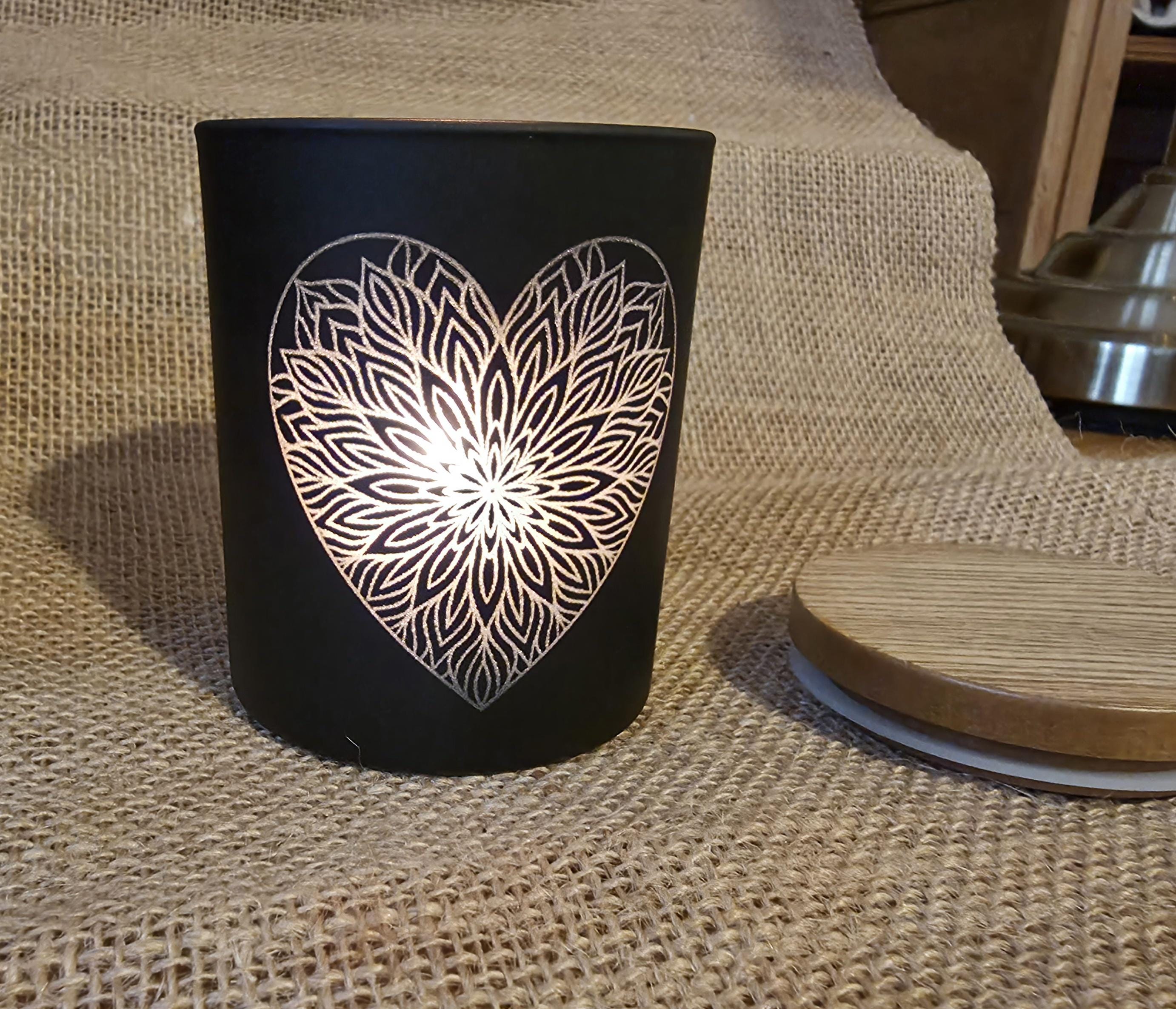 Mandala heart strawberry scented candle