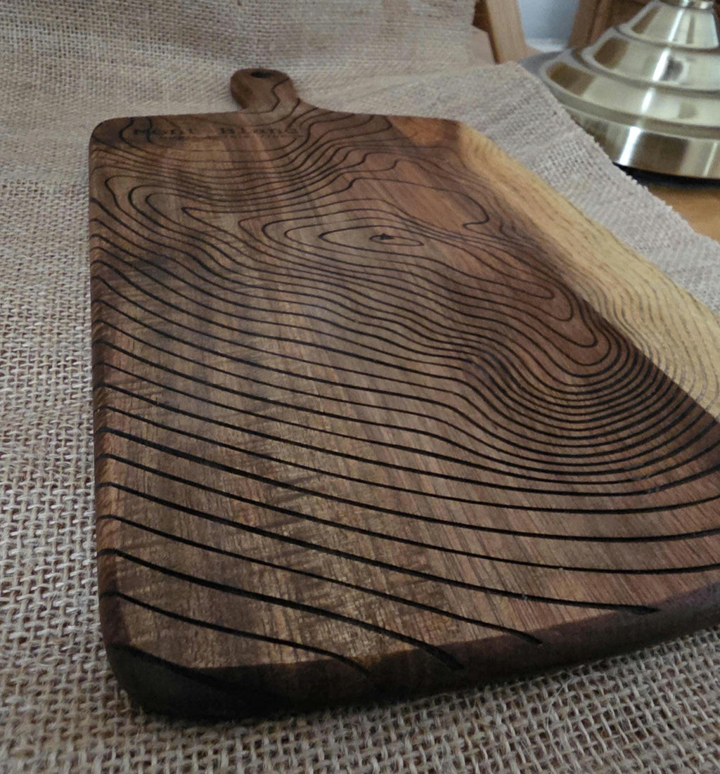 Contour map: Mont blanc serving board- cheese charcuterie chopping board in acacia wood