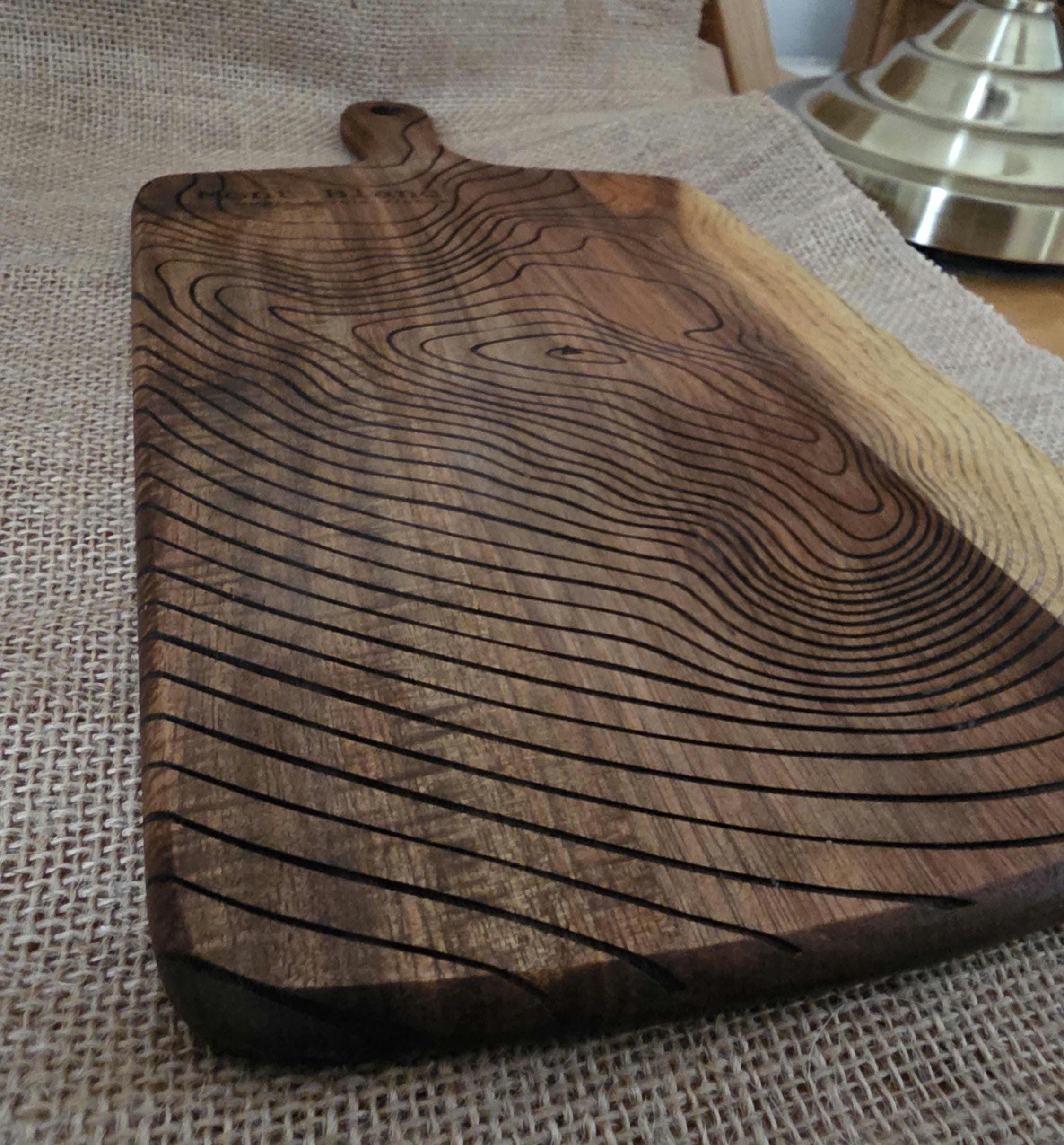 Contour map: Mont blanc serving board- cheese charcuterie chopping board in acacia wood