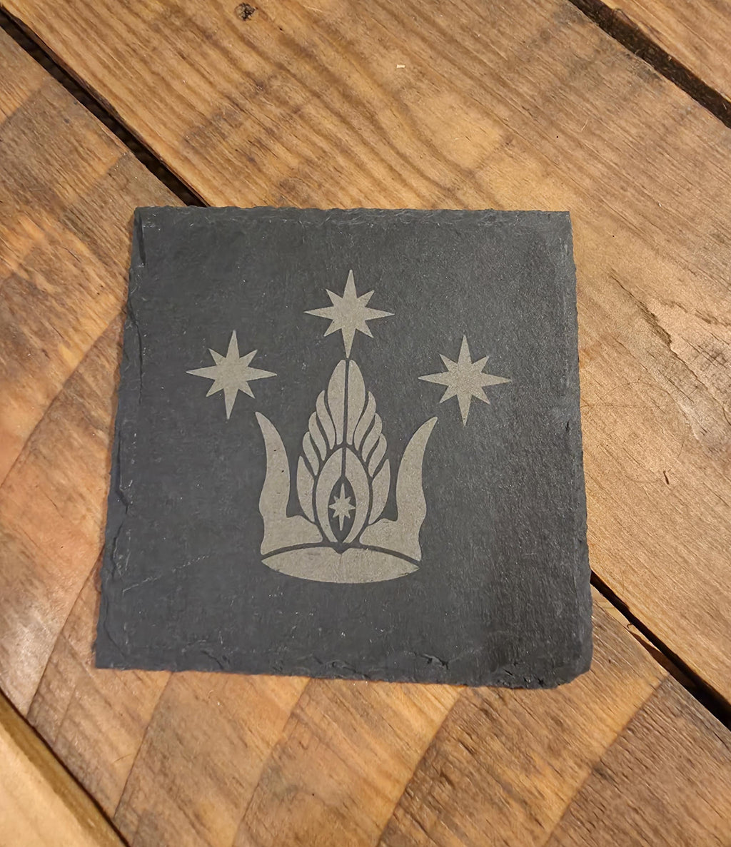 Lord of the rings LOTR fan art slate drinks coaster Crown of Gondor