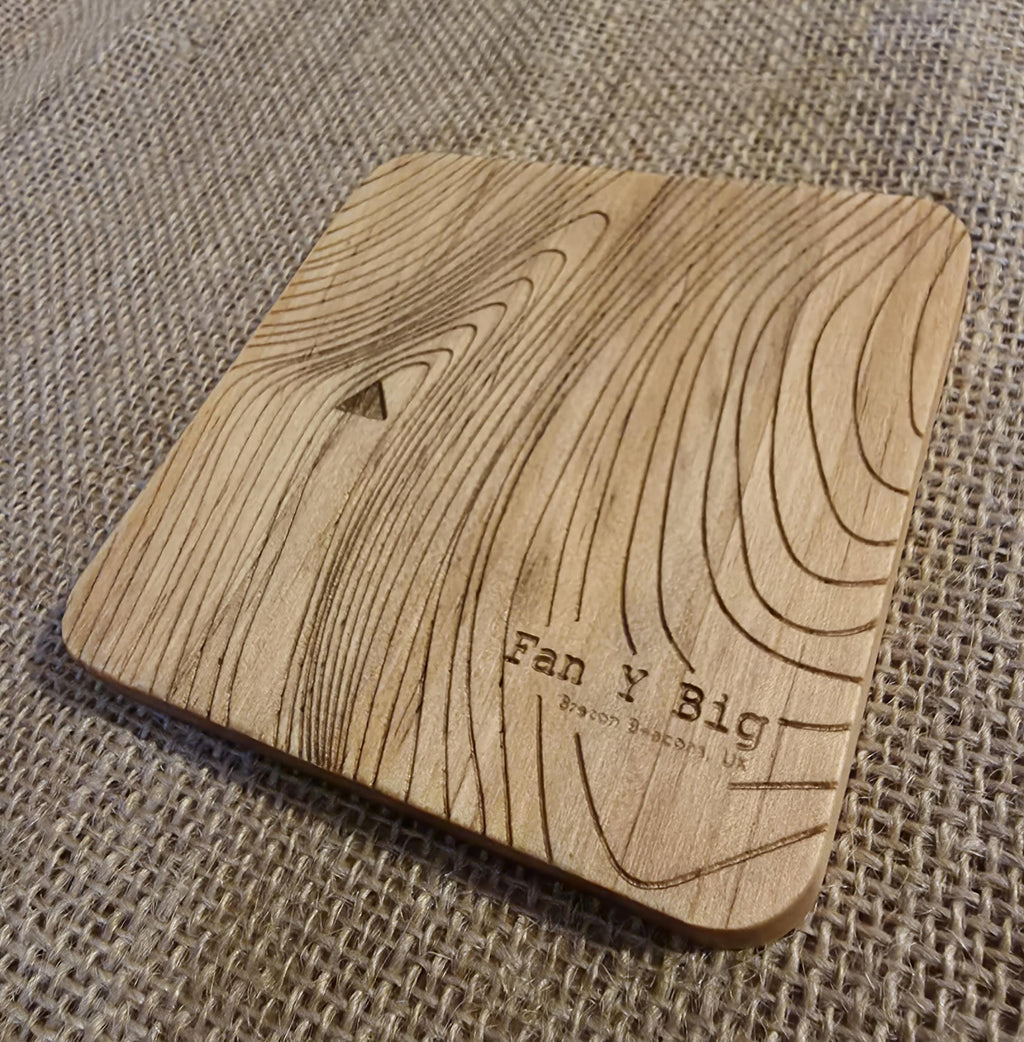 Fan y big contour map wooden drinks coaster