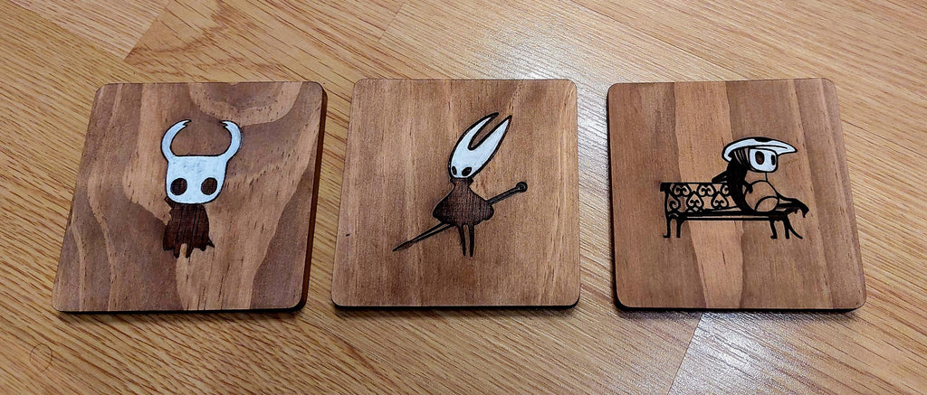 Hollow Knight Hornet fan art wooden drinks coaster