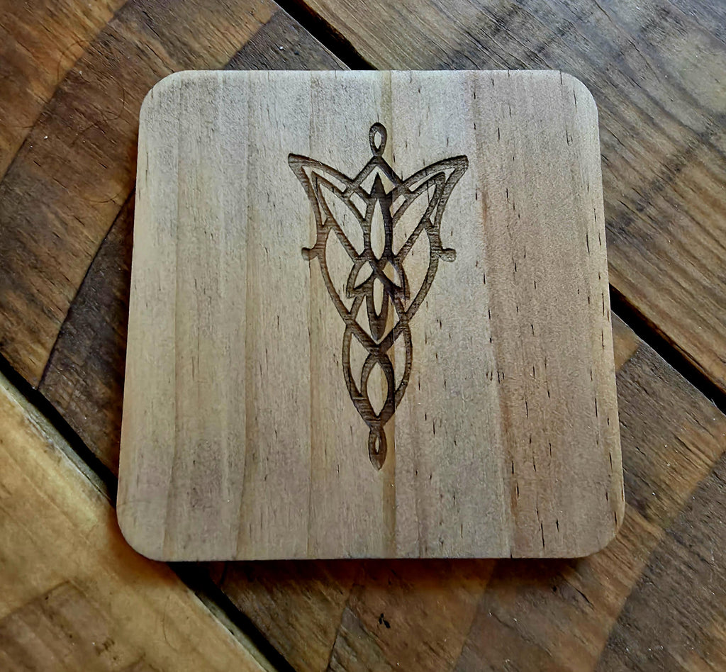 Lord of the rings LOTR fan art wooden slate drinks coaster Evenstar