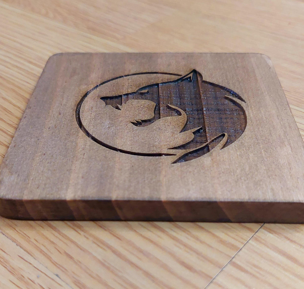 Witcher fan art wooden drinks coaster Witcher symbol