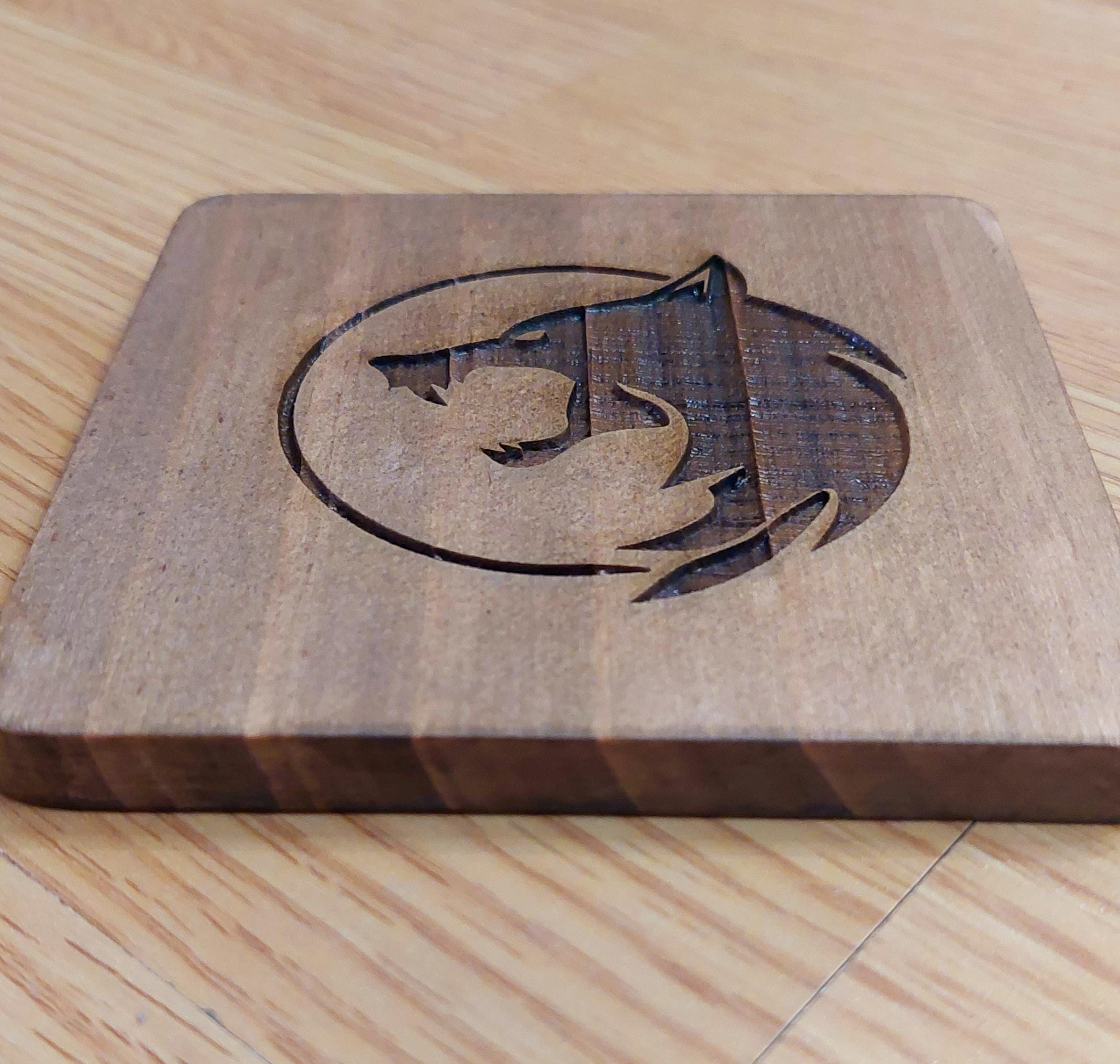 Witcher fan art wooden drinks coaster Witcher symbol