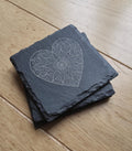 Heart mandala slate valentines coaster