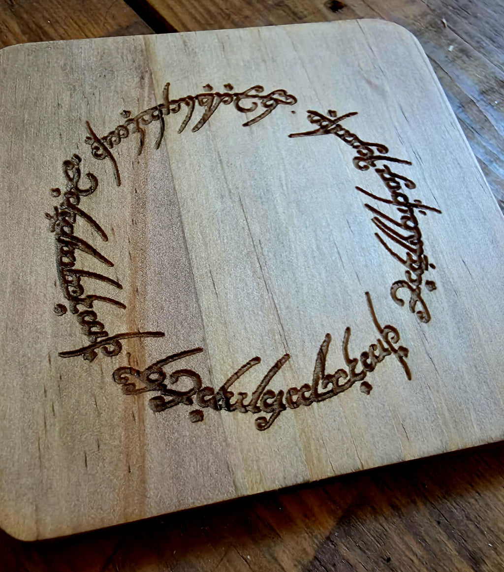 Lord of the rings LOTR fan art wood slate drinks coaster The one ring