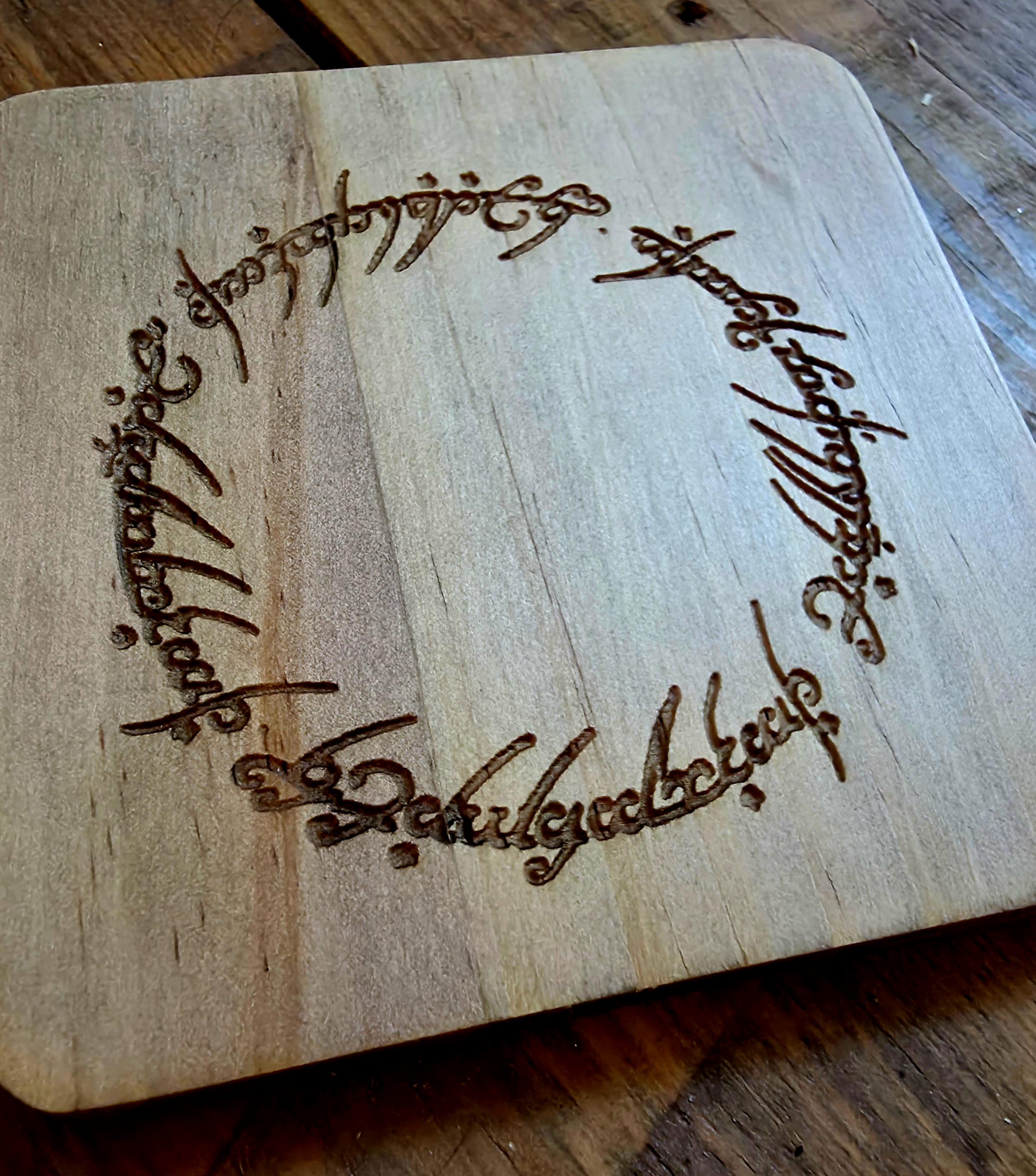 Lord of the rings LOTR fan art wood slate drinks coaster The one ring