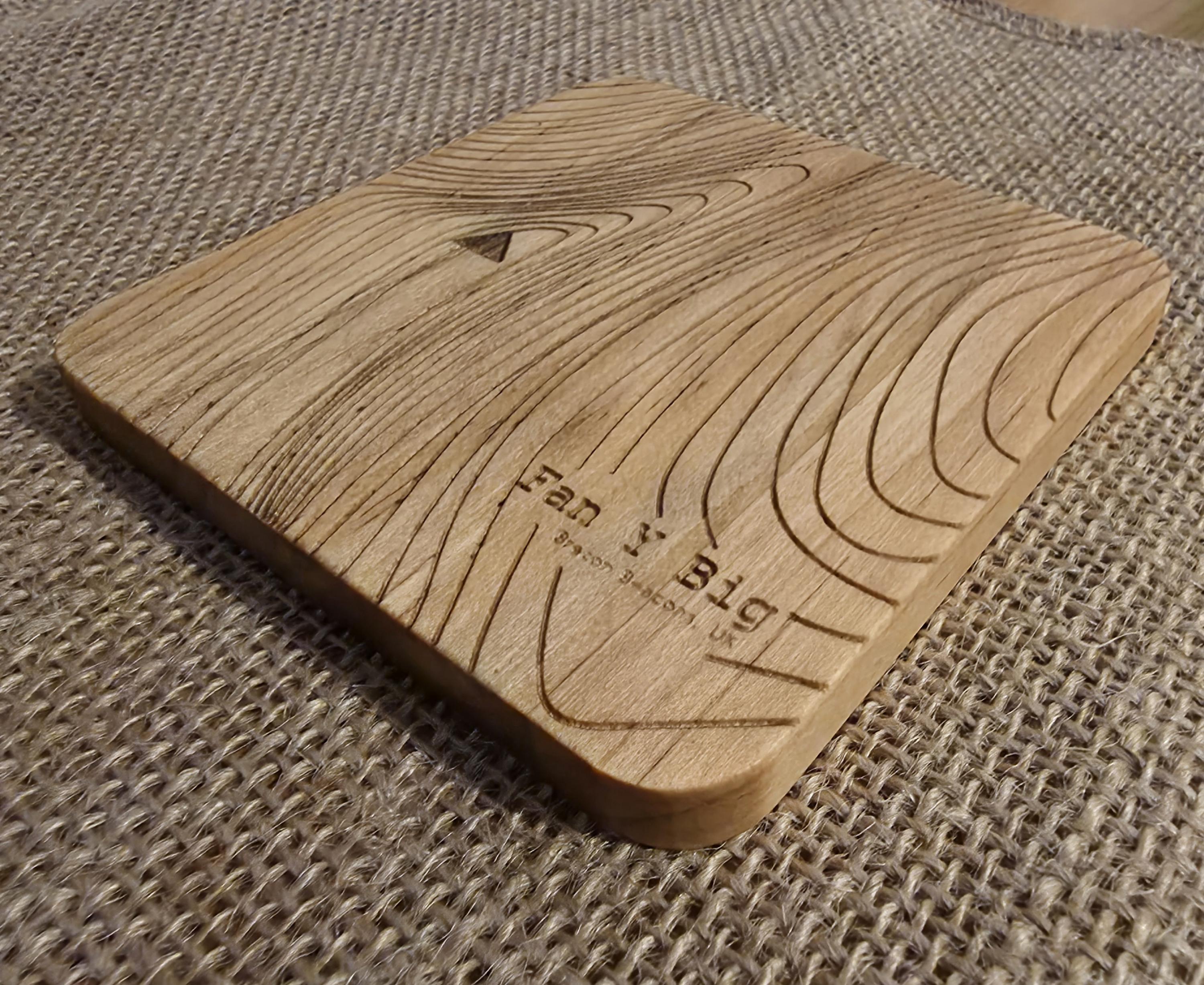 Fan y big contour map wooden drinks coaster