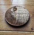 Star wars fan art wooden drinks coaster Death star