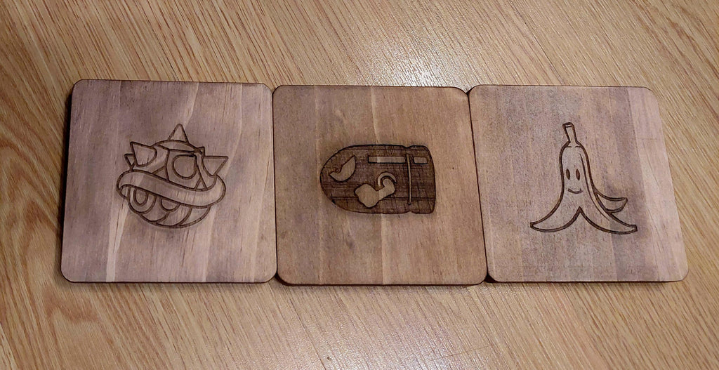 Mariokart Bullet Bill fan art wooden drinks coaster