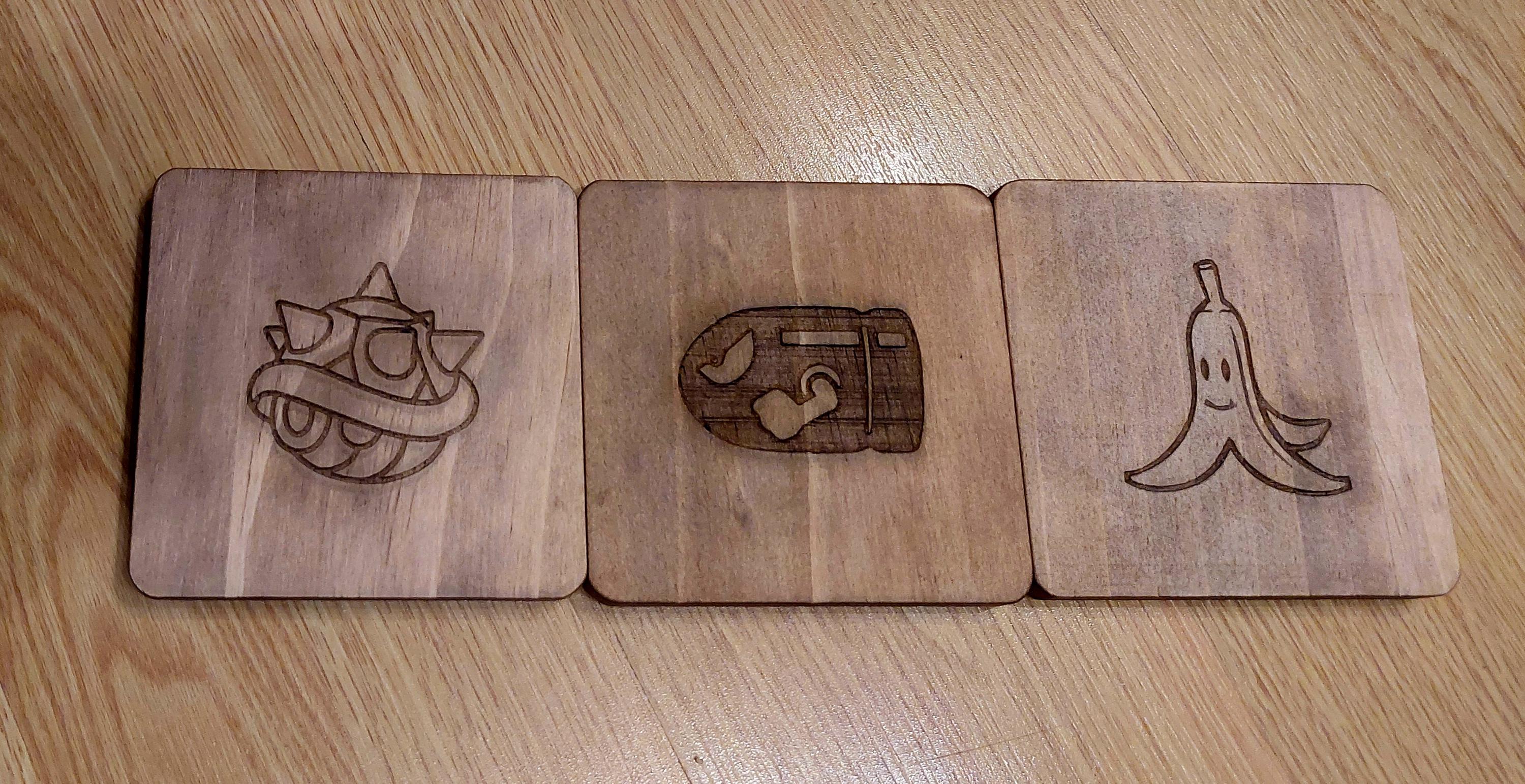 Mariokart Bullet Bill fan art wooden drinks coaster