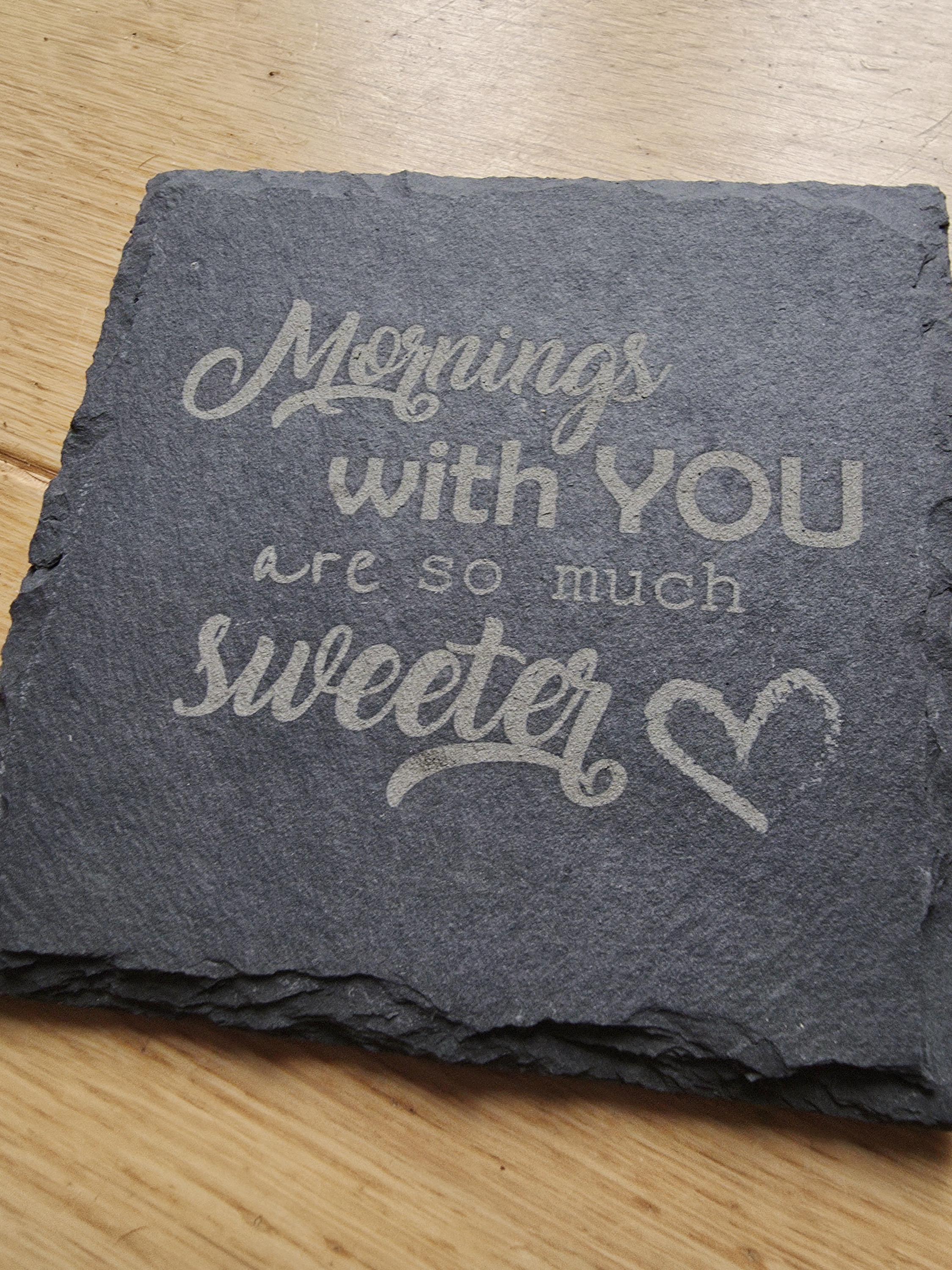 Morning lovers slate valentines coaster