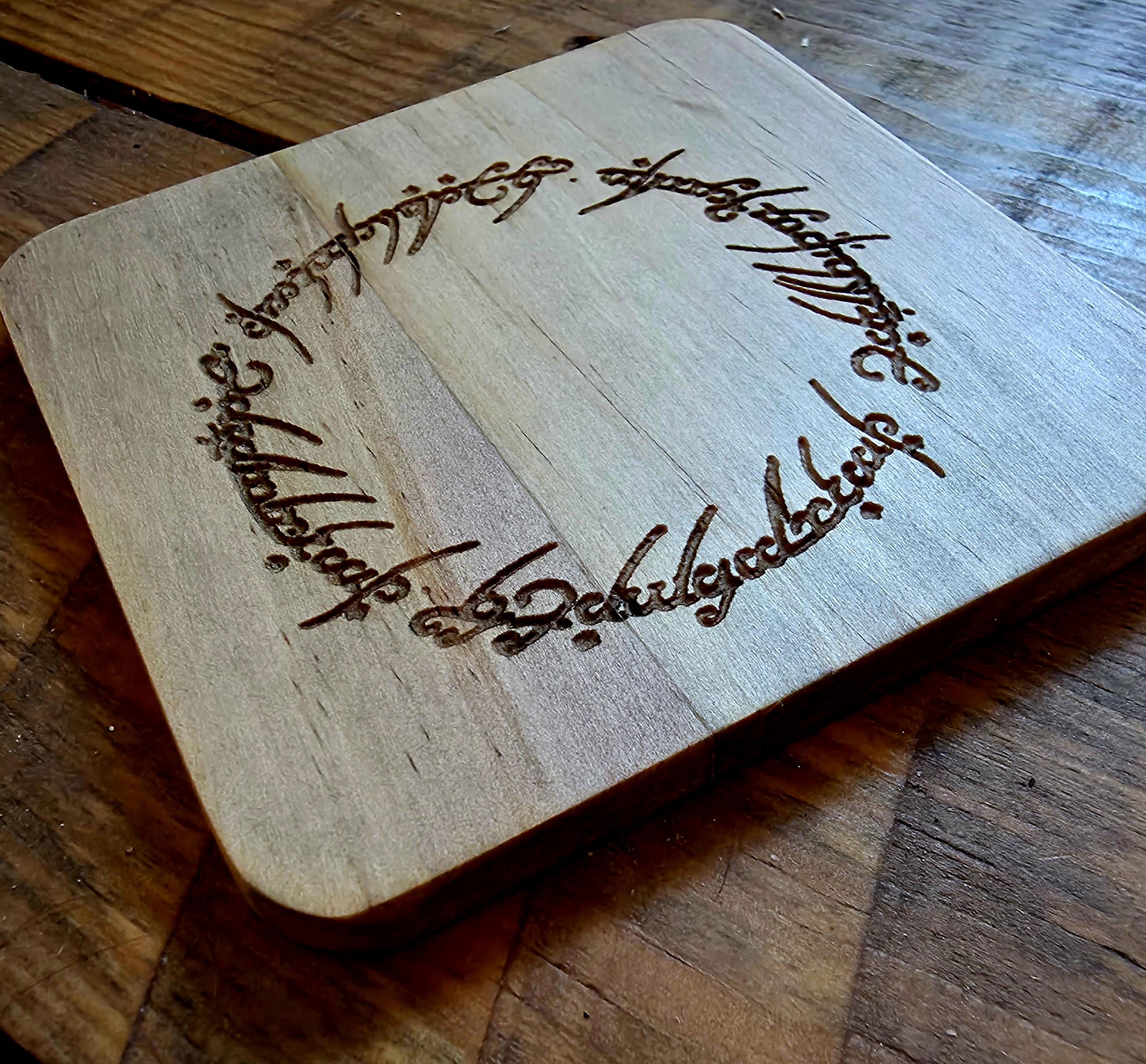 Lord of the rings LOTR fan art wood slate drinks coaster The one ring