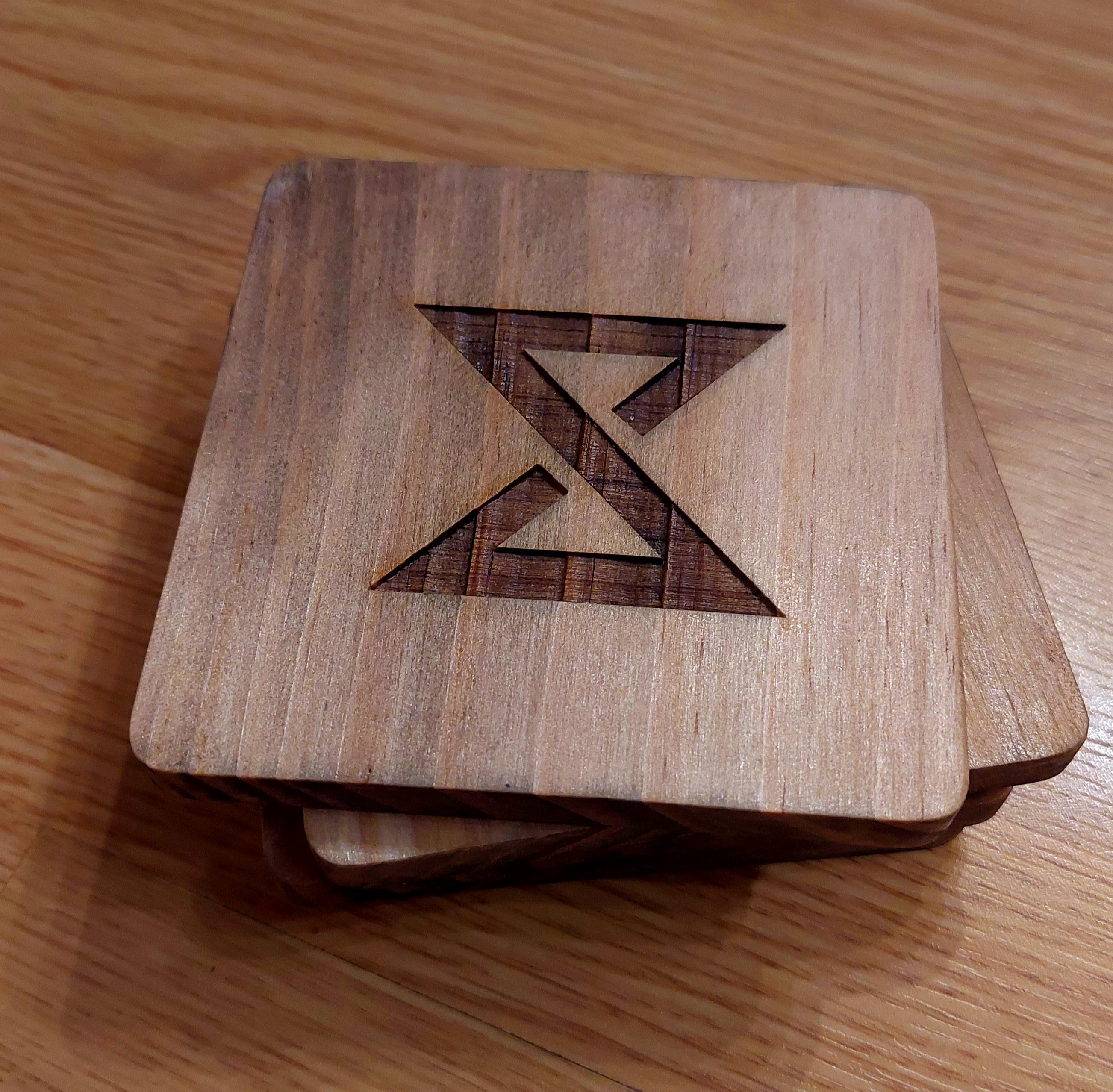 Witcher fan art wooden drinks coaster Yrden