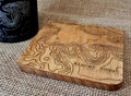 Personalised contour map wooden drinks coaster special location coordinates