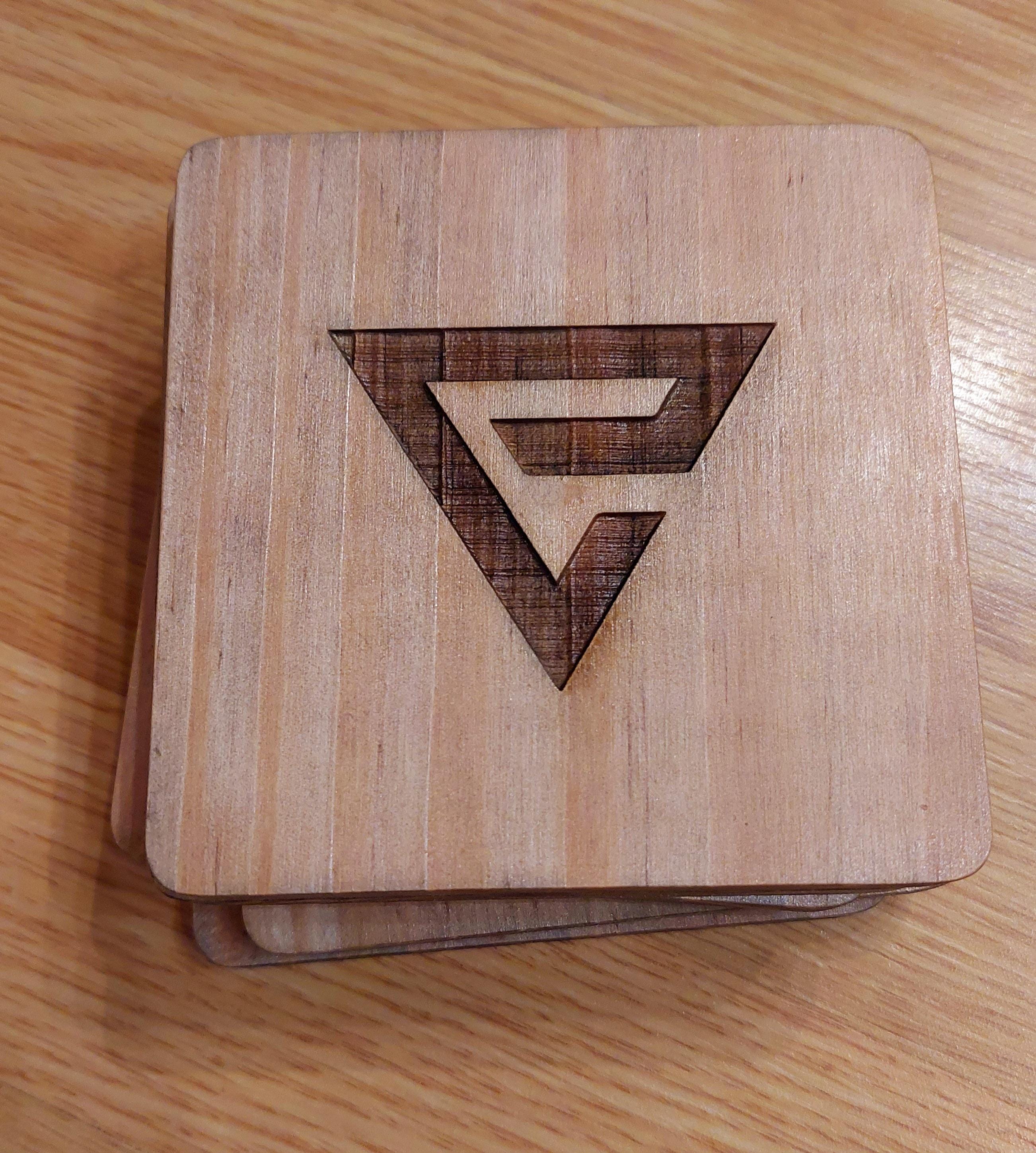 Witcher fan art wooden drinks coaster Quen