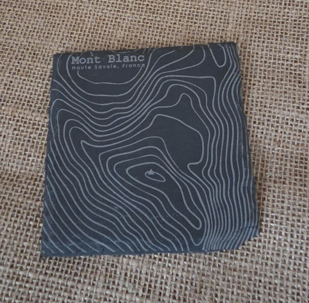Mont blanc contour map slate drinks coaster