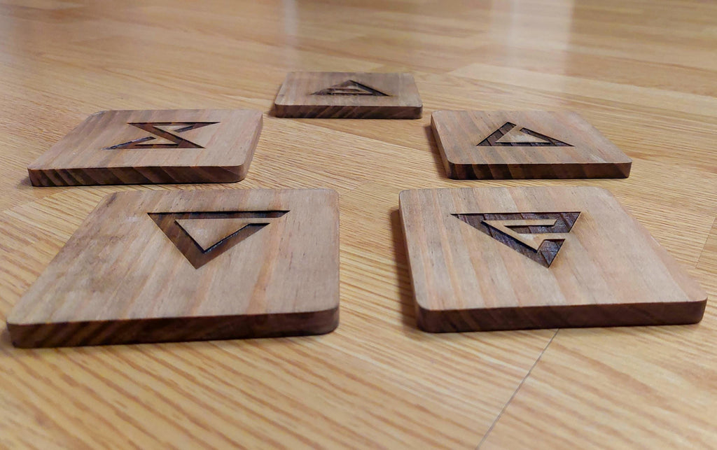 Witcher fan art wooden drinks coaster Quen