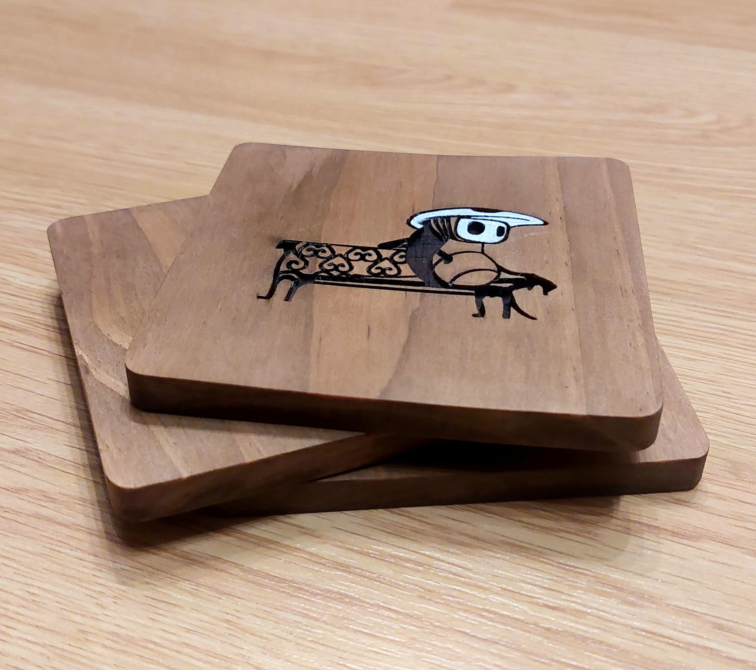 Hollow Knight Quirrell fan art wooden drinks coaster