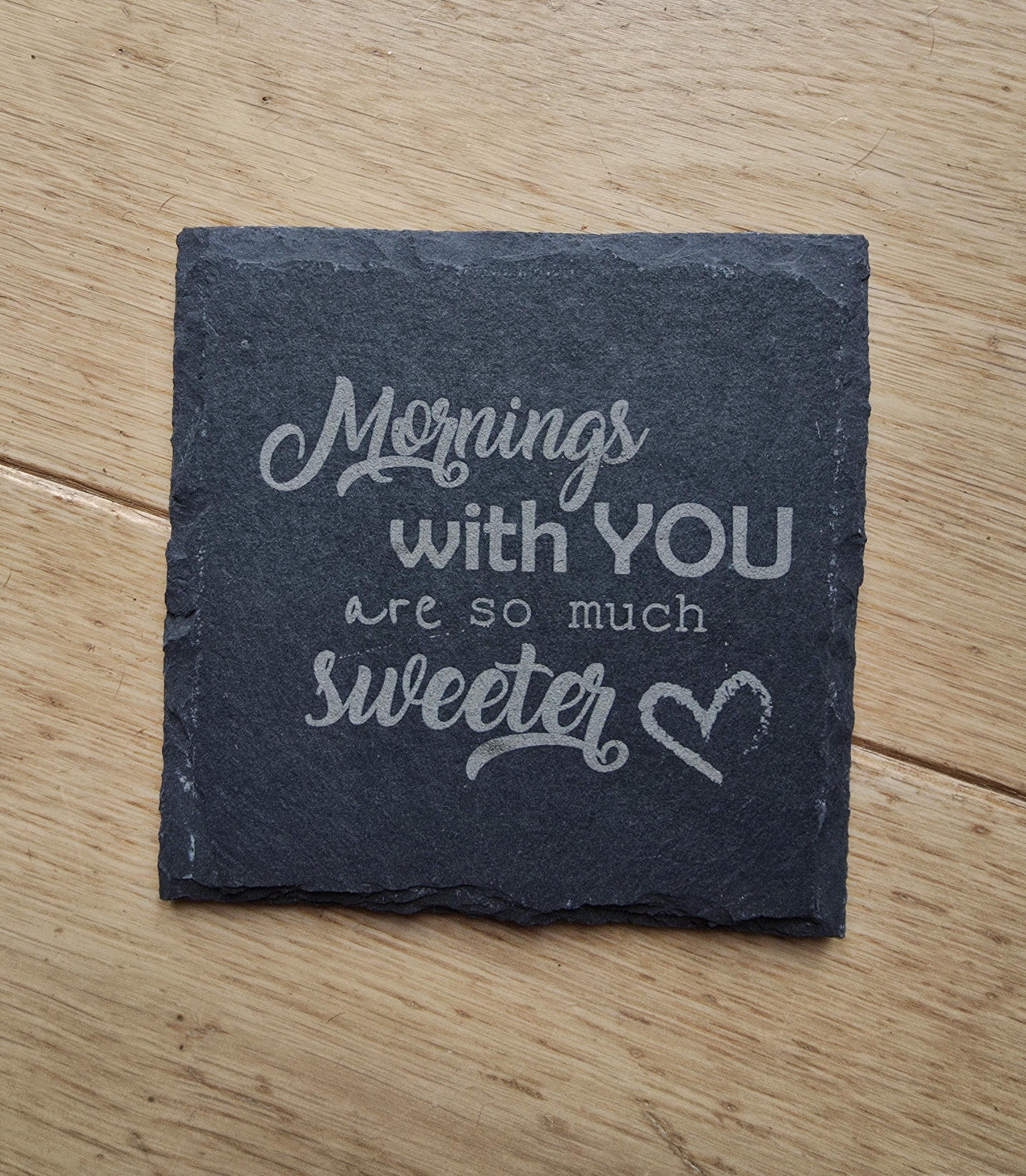 Morning lovers slate valentines coaster