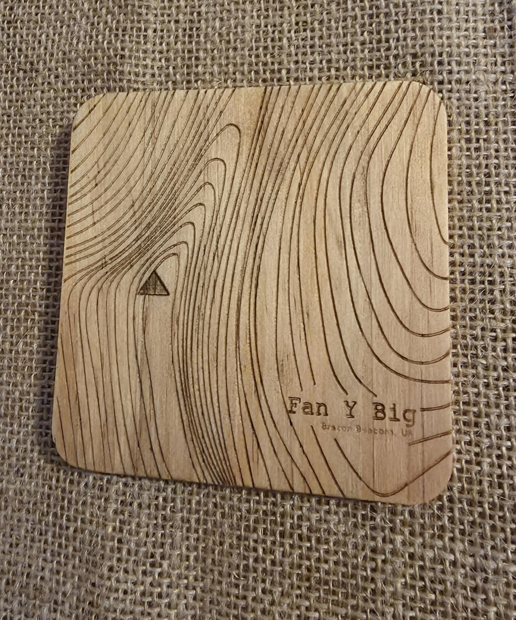Fan y big contour map wooden drinks coaster