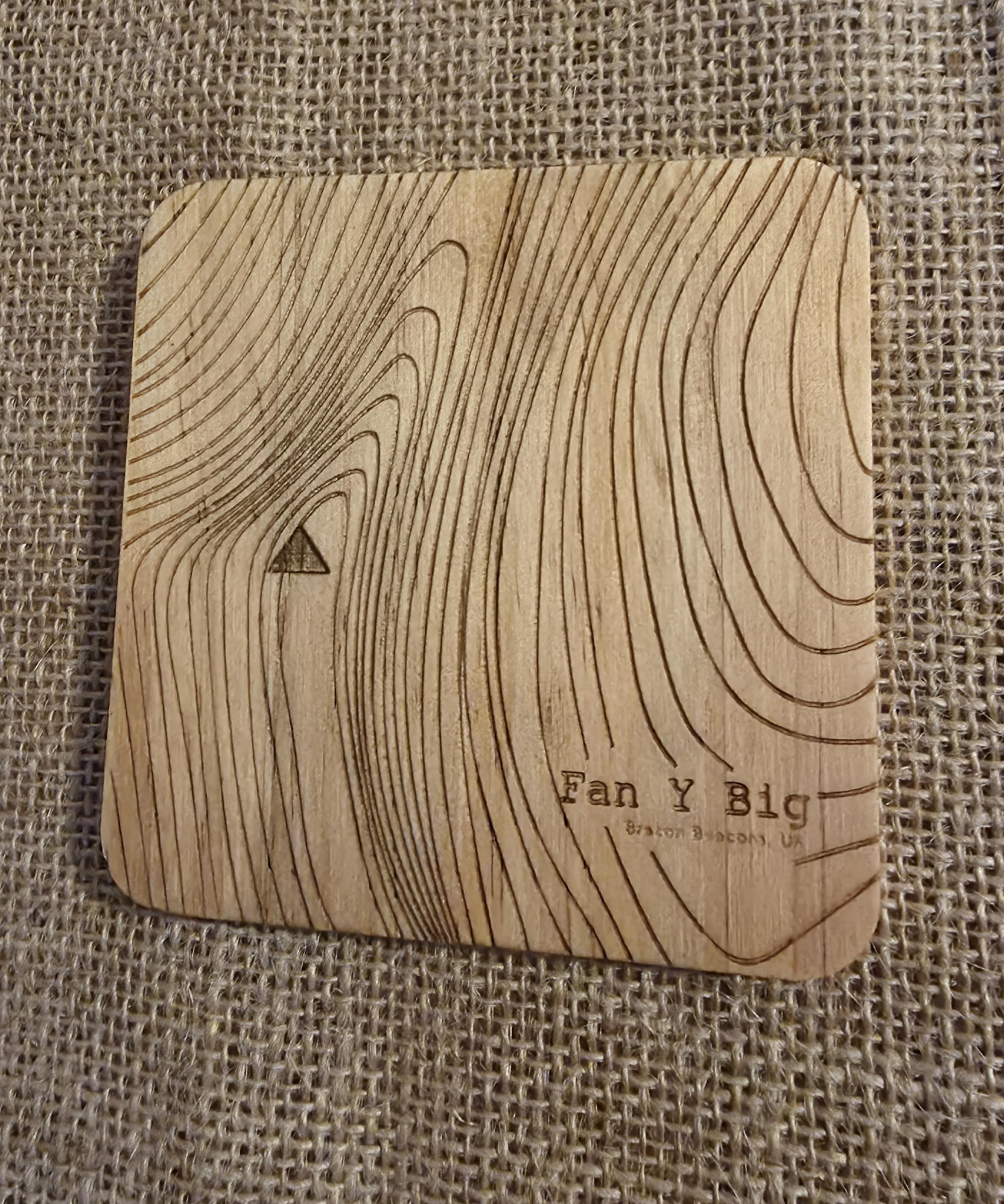 Fan y big contour map wooden drinks coaster