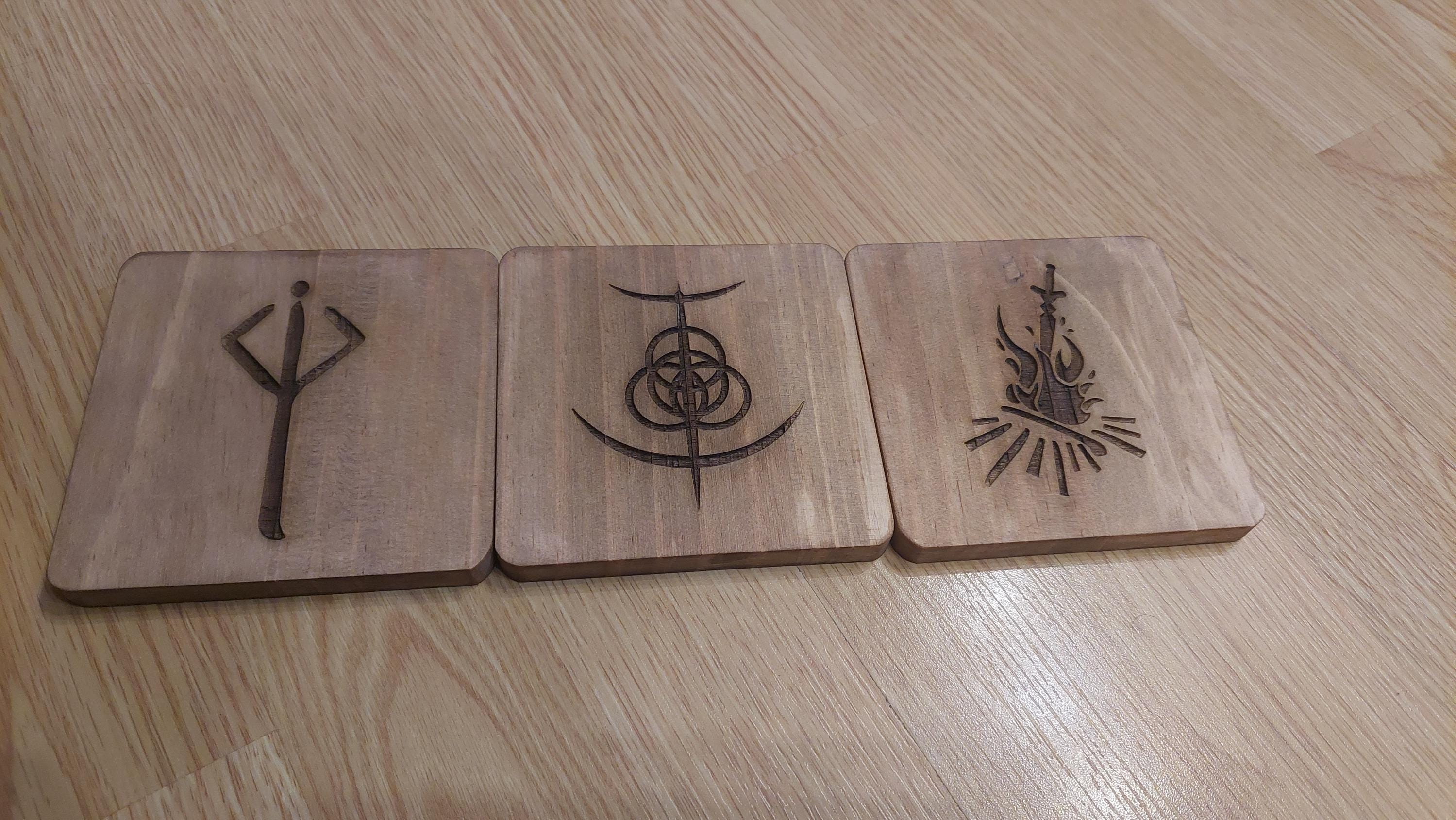 Bloodborne Hunters mark fan art wooden drinks coaster