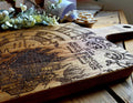 Marauders map fan art serving board- cheese charcuterie chopping board in acacia wood