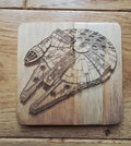 Star wars fan art wooden drinks coaster Millennium Falcon
