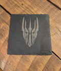 Lord of the rings LOTR fan art slate drinks coaster Saurons helm