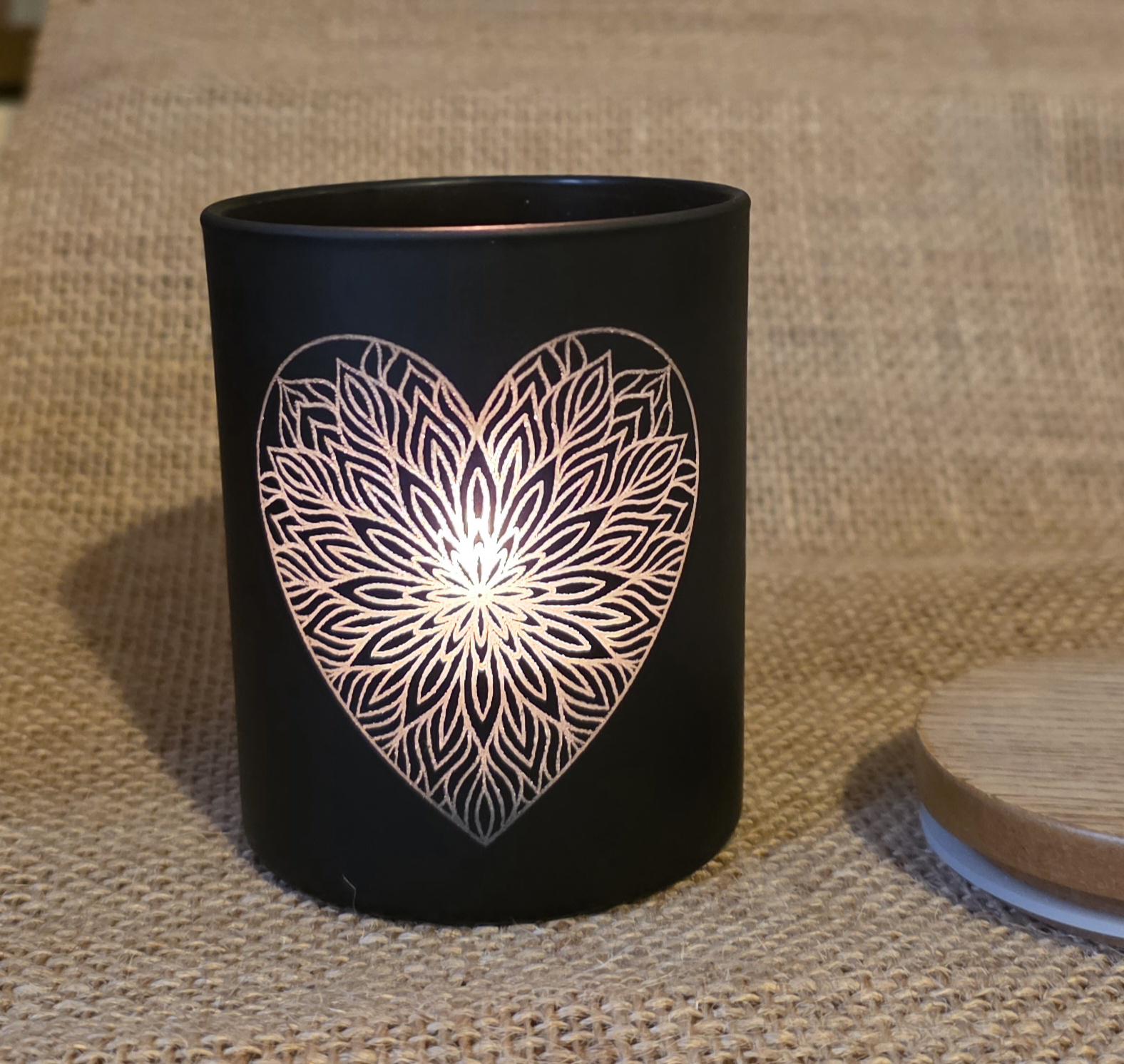 Mandala heart strawberry scented candle