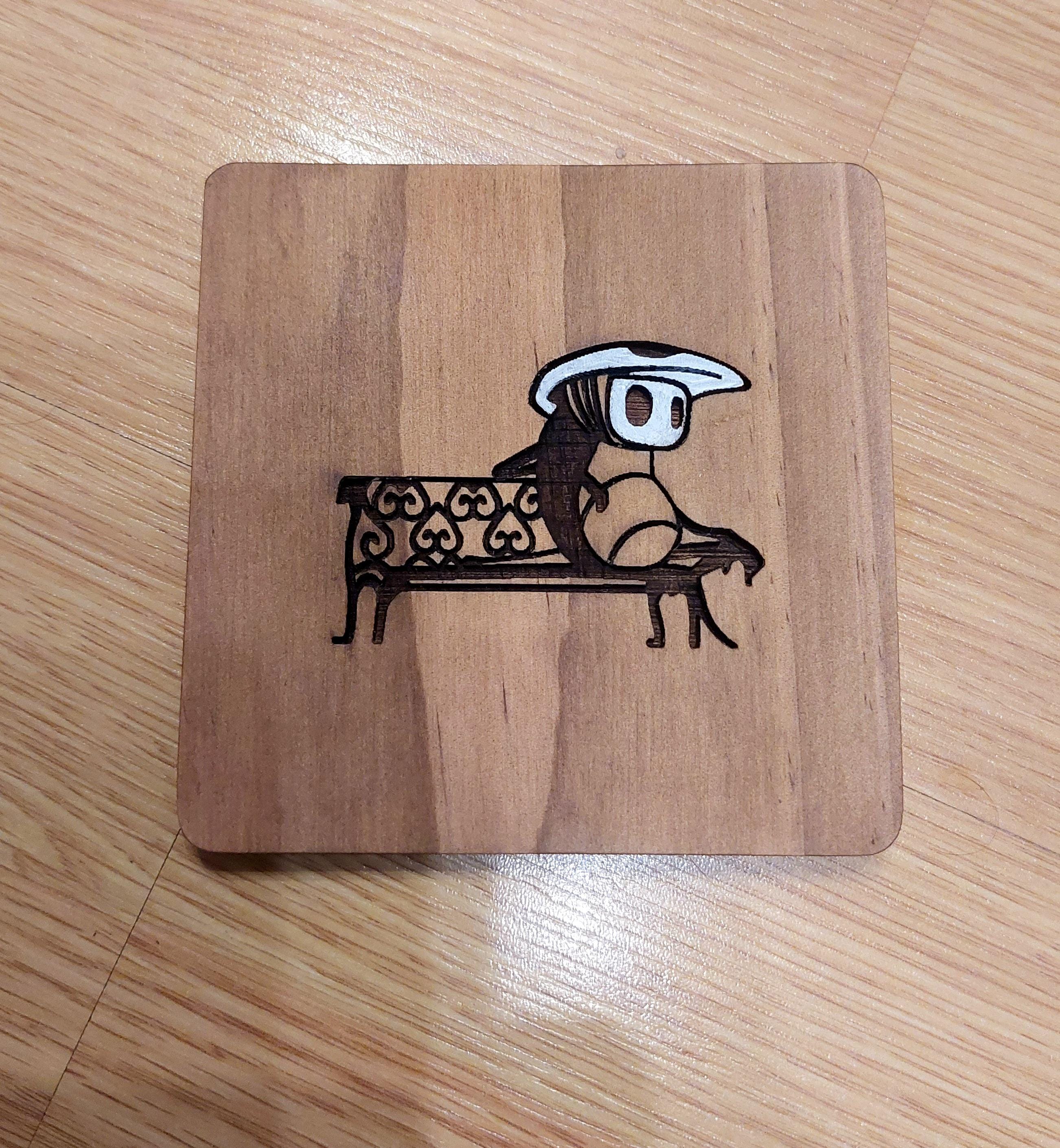 Hollow Knight Quirrell fan art wooden drinks coaster