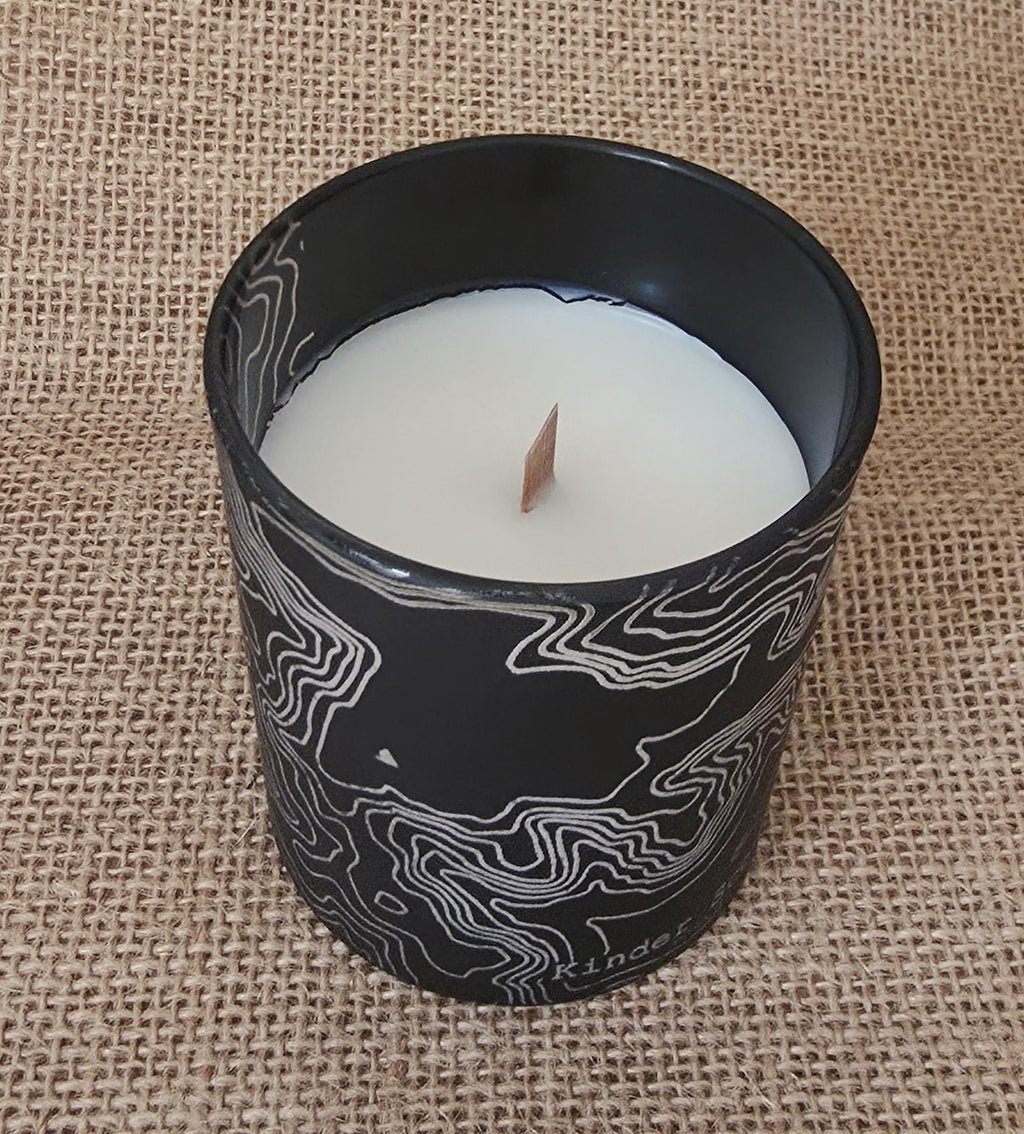 Ramblers candle: Kinder Scout, peak district. Gift for map lovers.