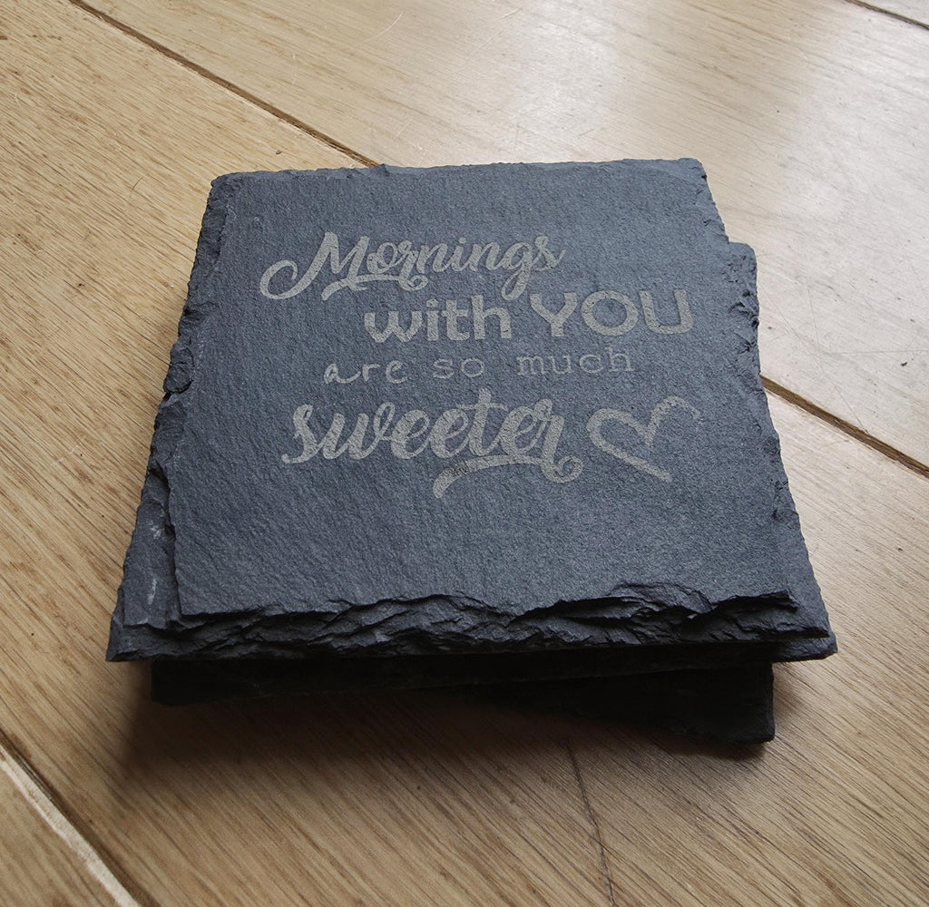 Morning lovers slate valentines coaster