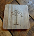 Lord of the rings LOTR fan art wood slate drinks coaster Tree of Gondor