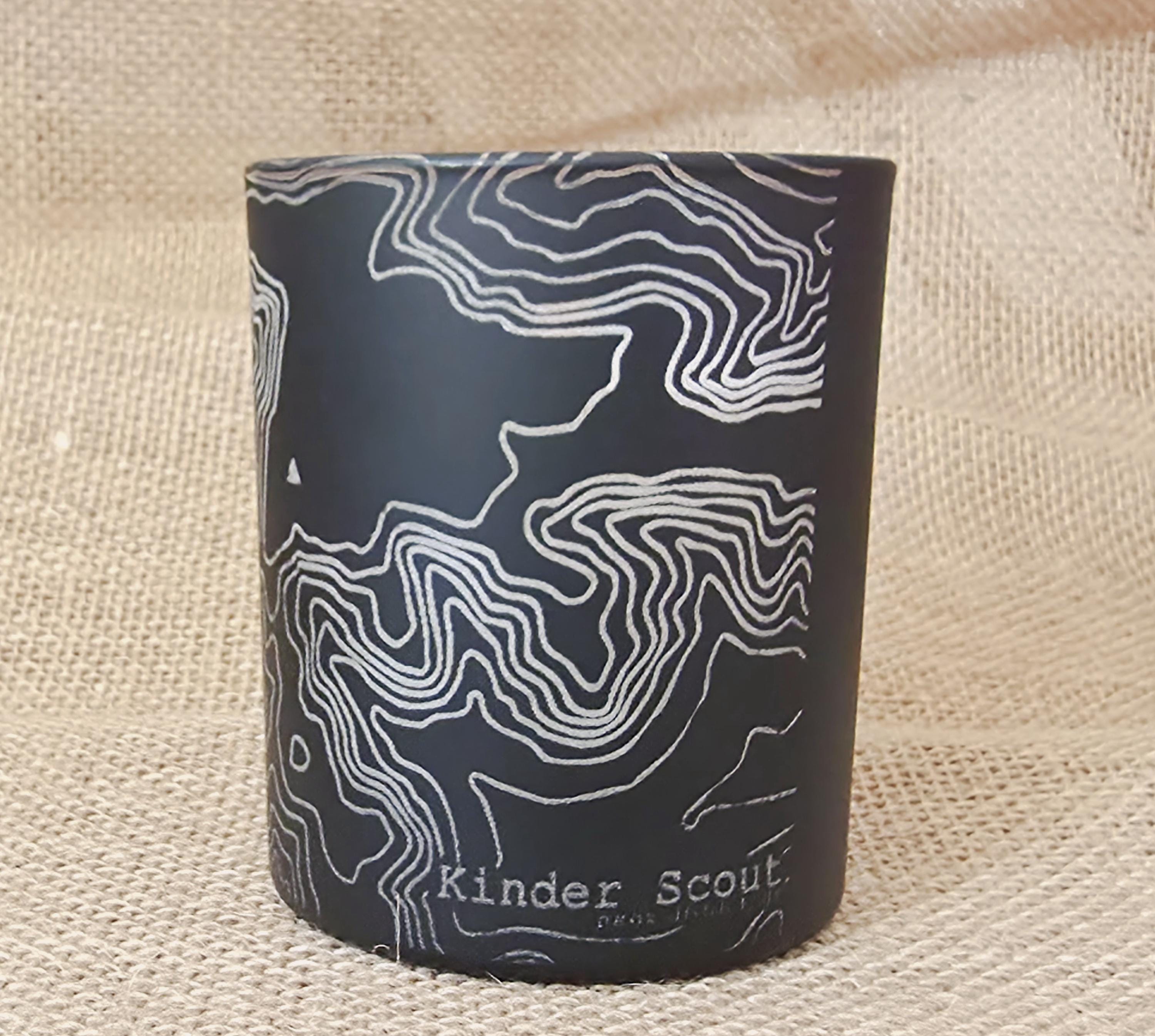 Ramblers candle: Kinder Scout, peak district. Gift for map lovers.