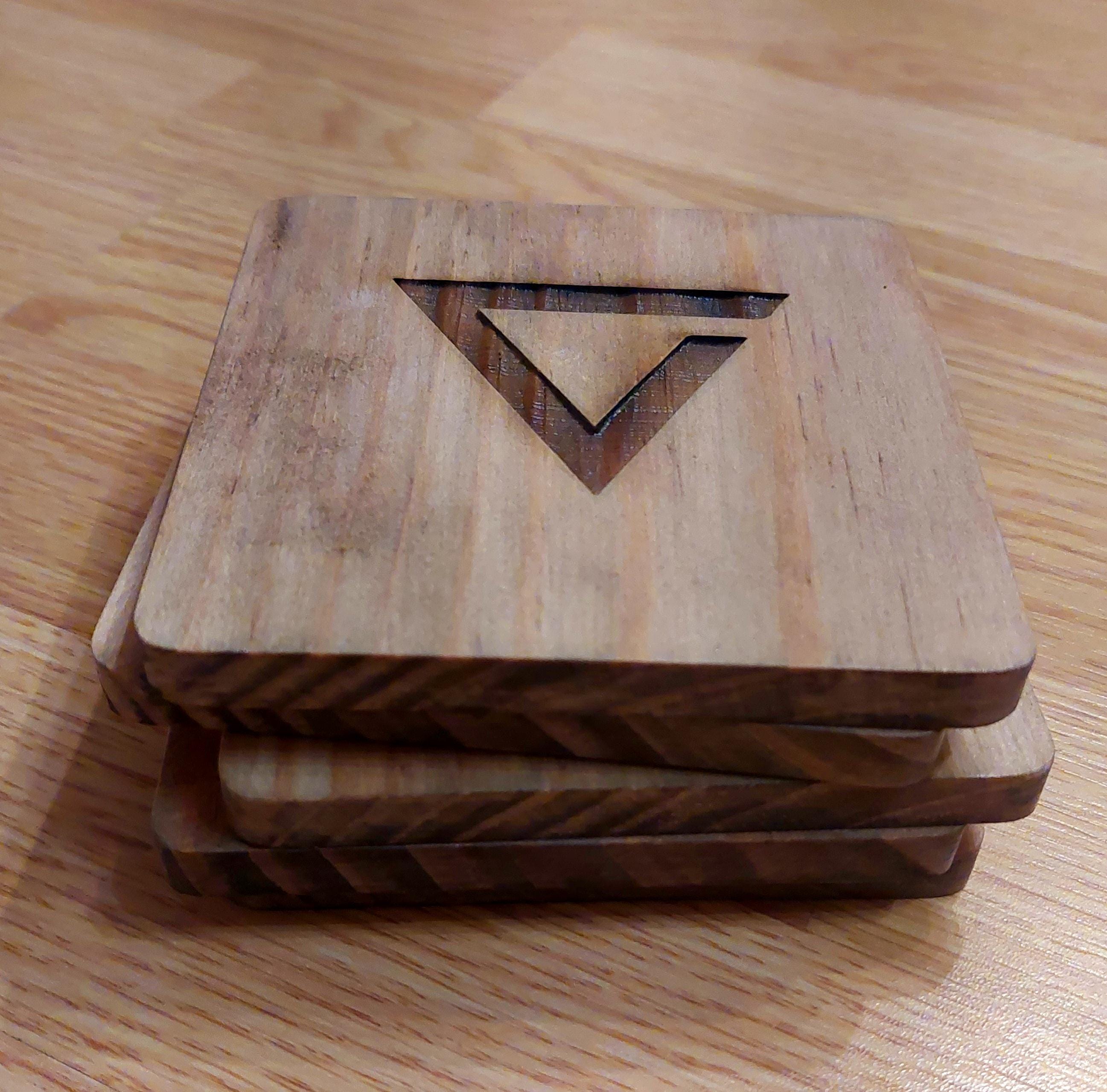 Witcher fan art wooden drinks coaster Axii