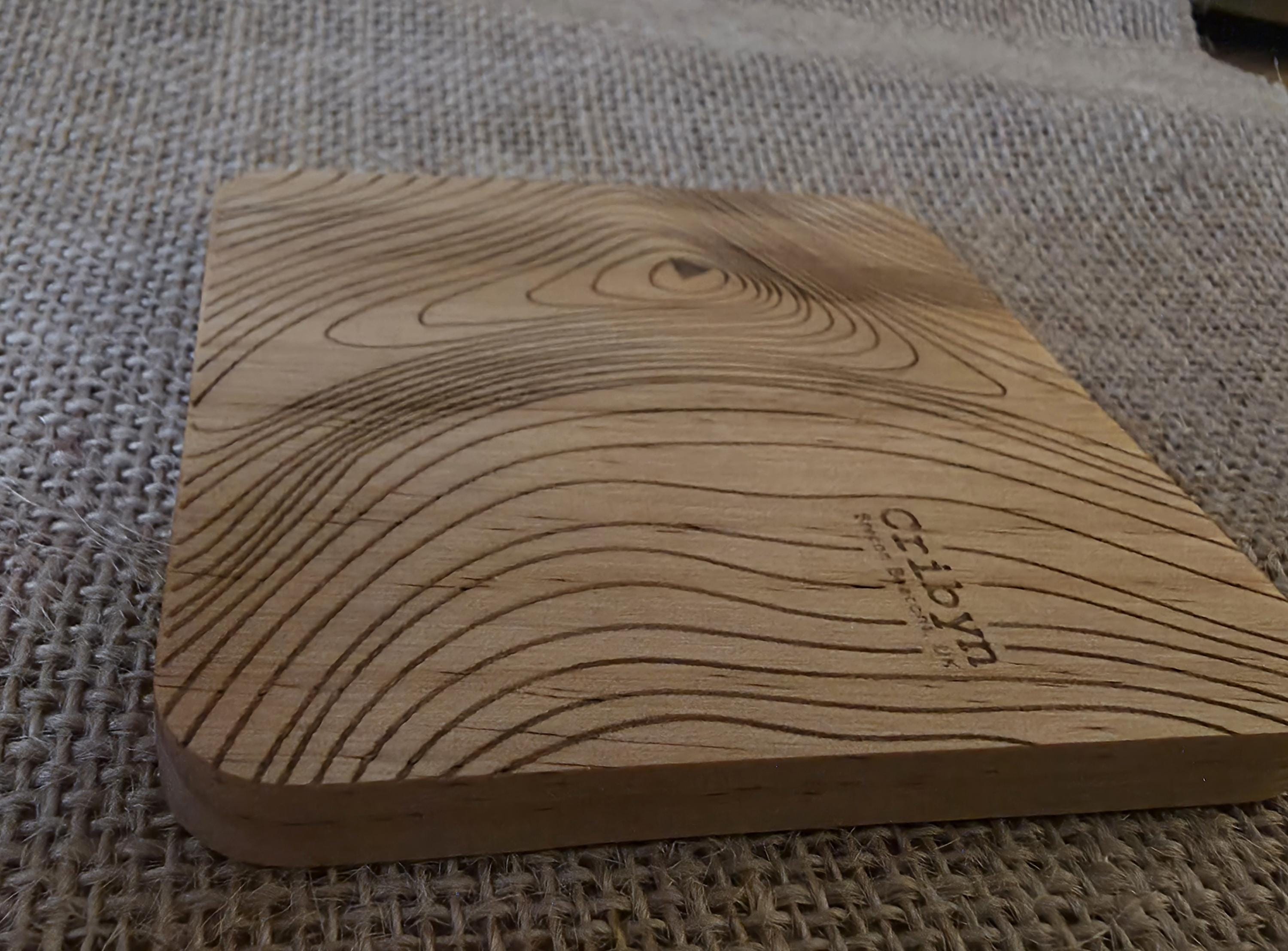 Cribyn contour map wooden drinks coaster