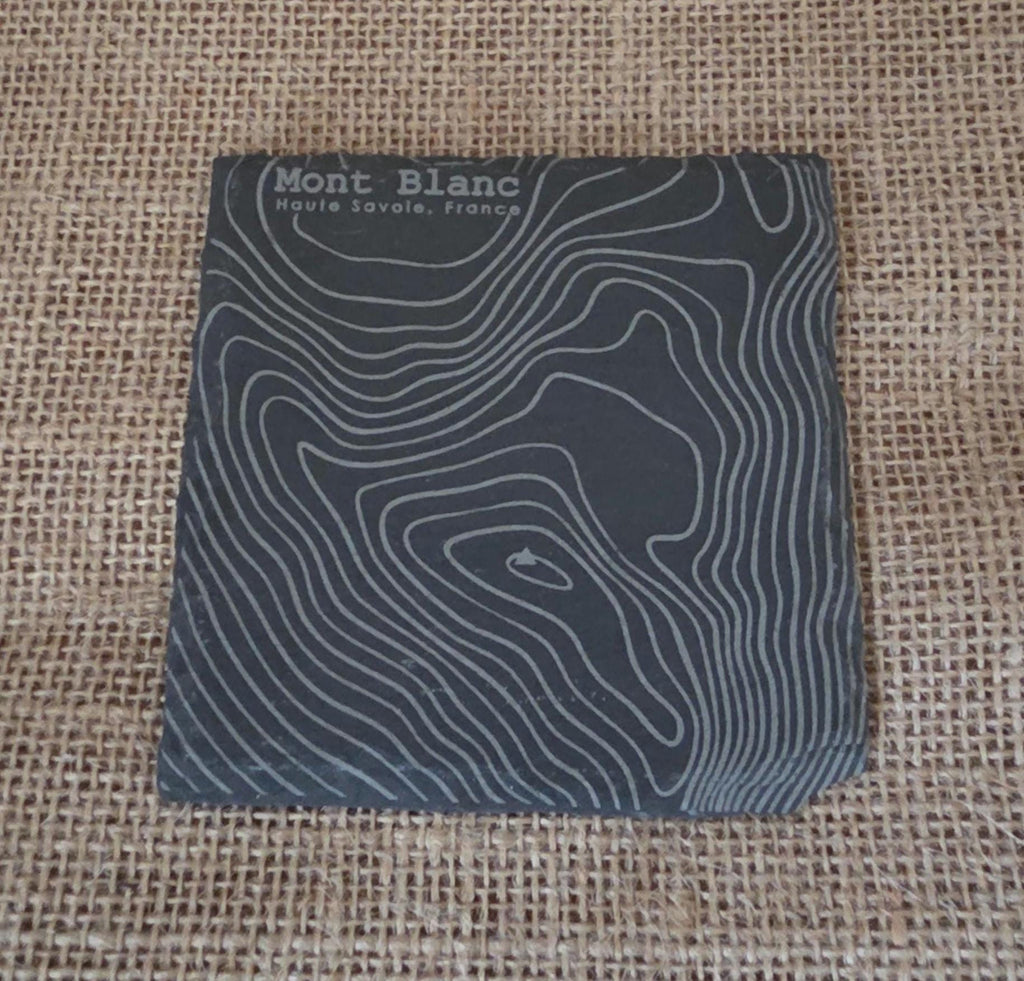 Mont blanc contour map slate drinks coaster