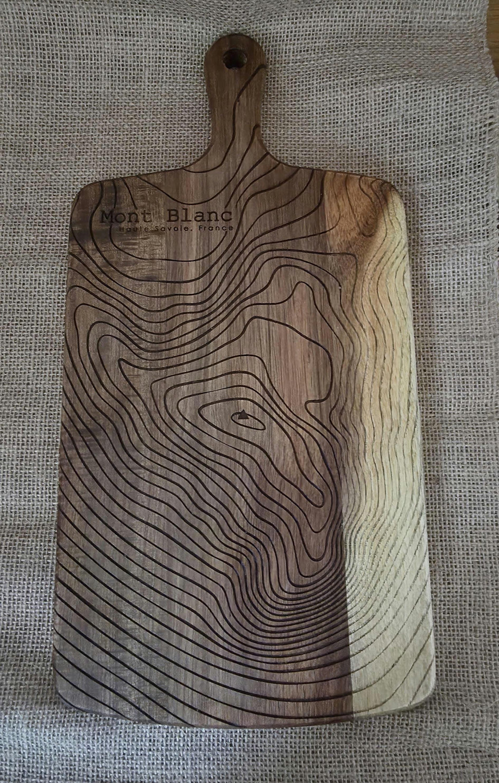 Contour map: Mont blanc serving board- cheese charcuterie chopping board in acacia wood