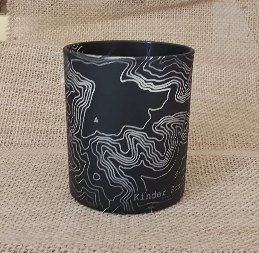 Ramblers candle: Kinder Scout, peak district. Gift for map lovers.