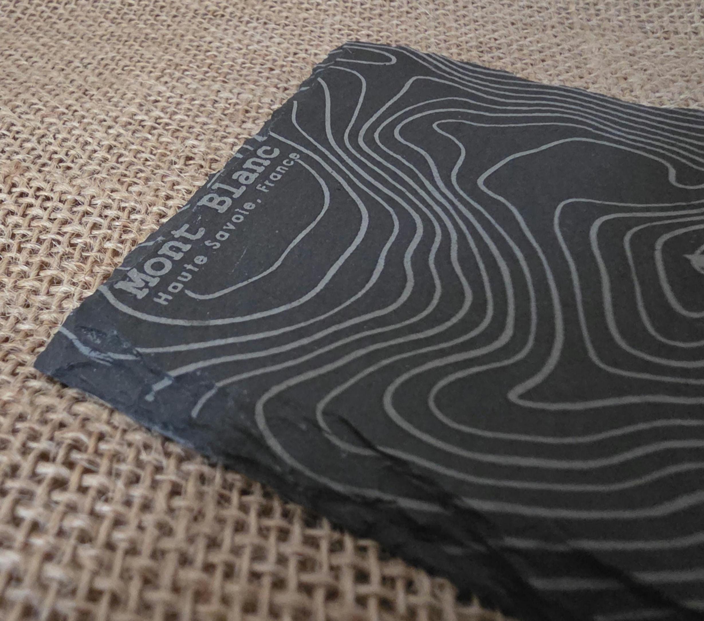 Mont blanc contour map slate drinks coaster